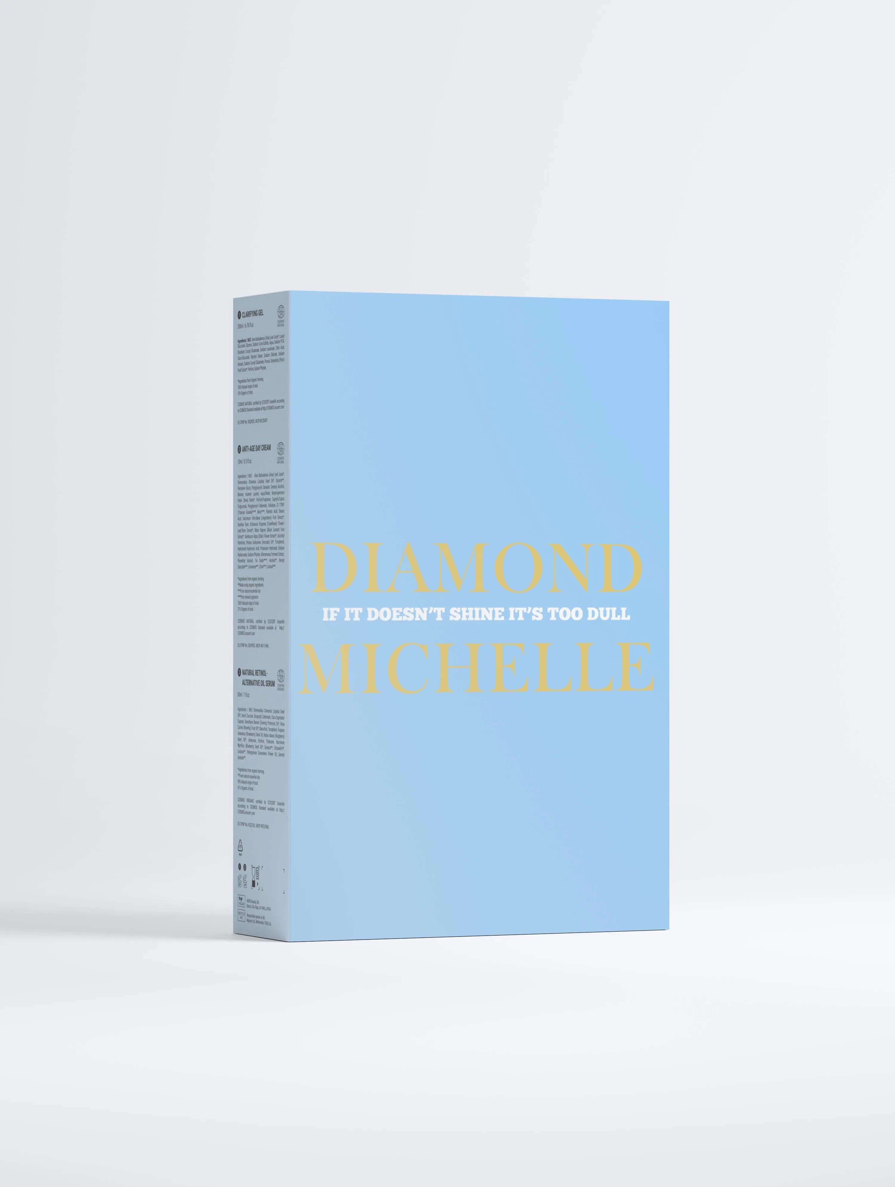 DIAMOND CARE Clear Complexion Bundle packaging box on a light gray background (back view)