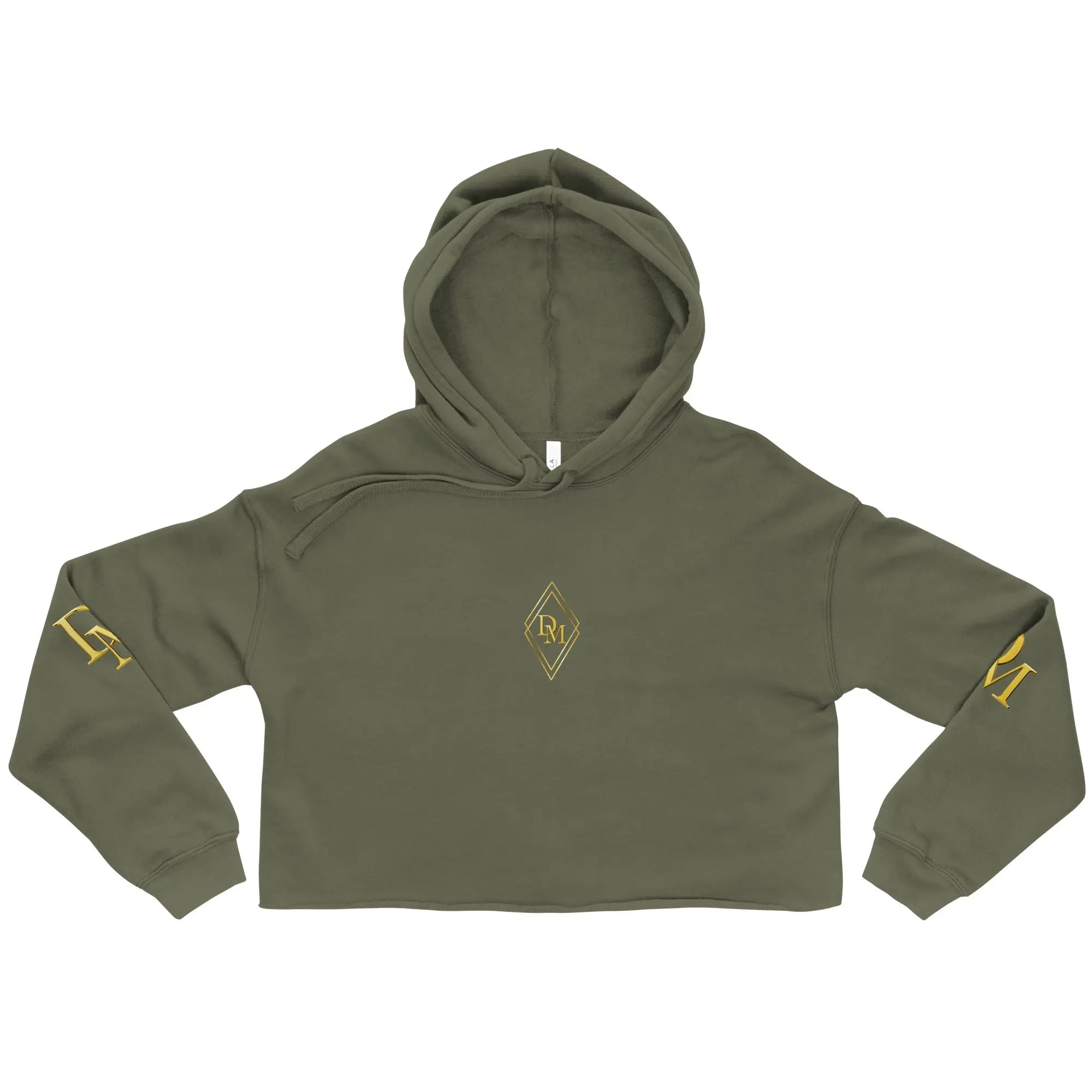 Women’s green cropped luxury hoodie in premium cotton by Diamond Michelle