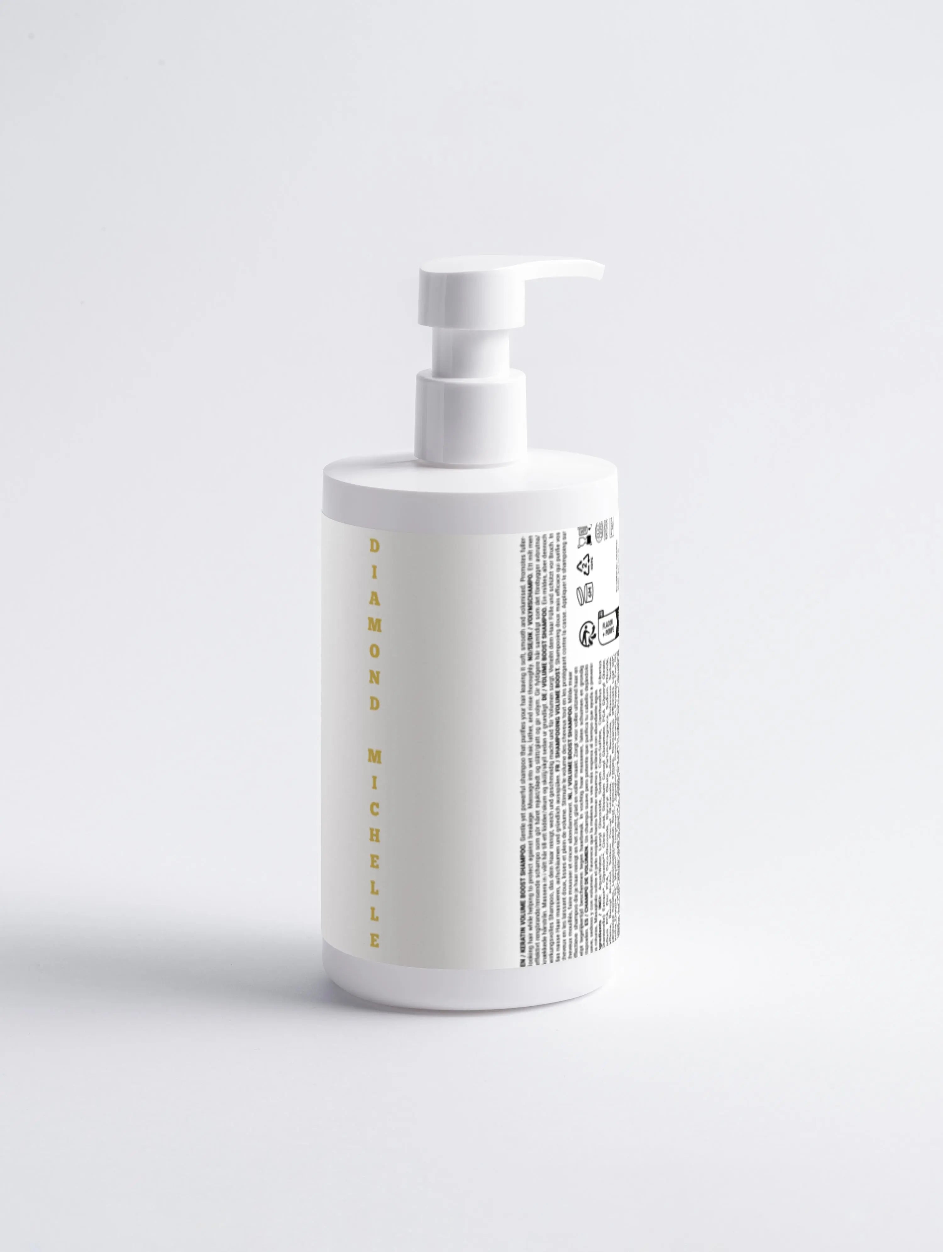 Diamond Care Keratin Volume Boost Shampoo by Diamond Michelle on a white background (back view)