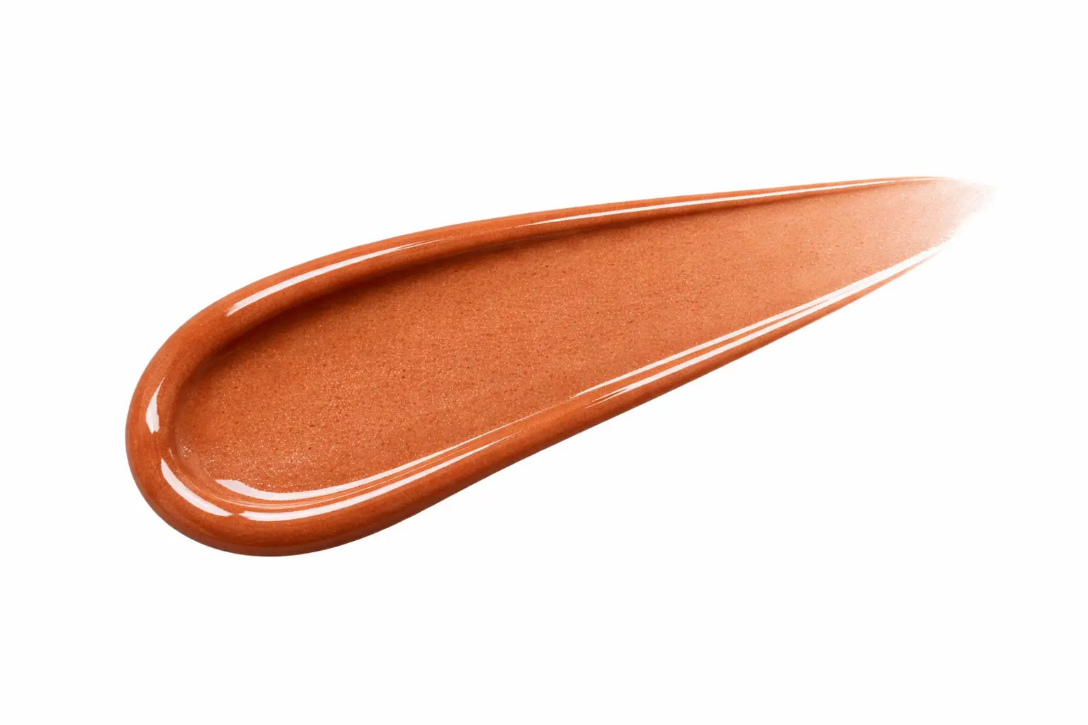 Brown lip gloss swatch on a white background