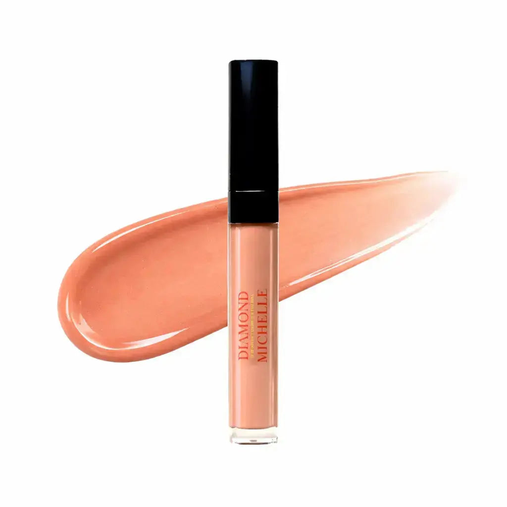Diamond Glow Hydrating Lip Oil - Honey Glaze Product Photo with Swatch