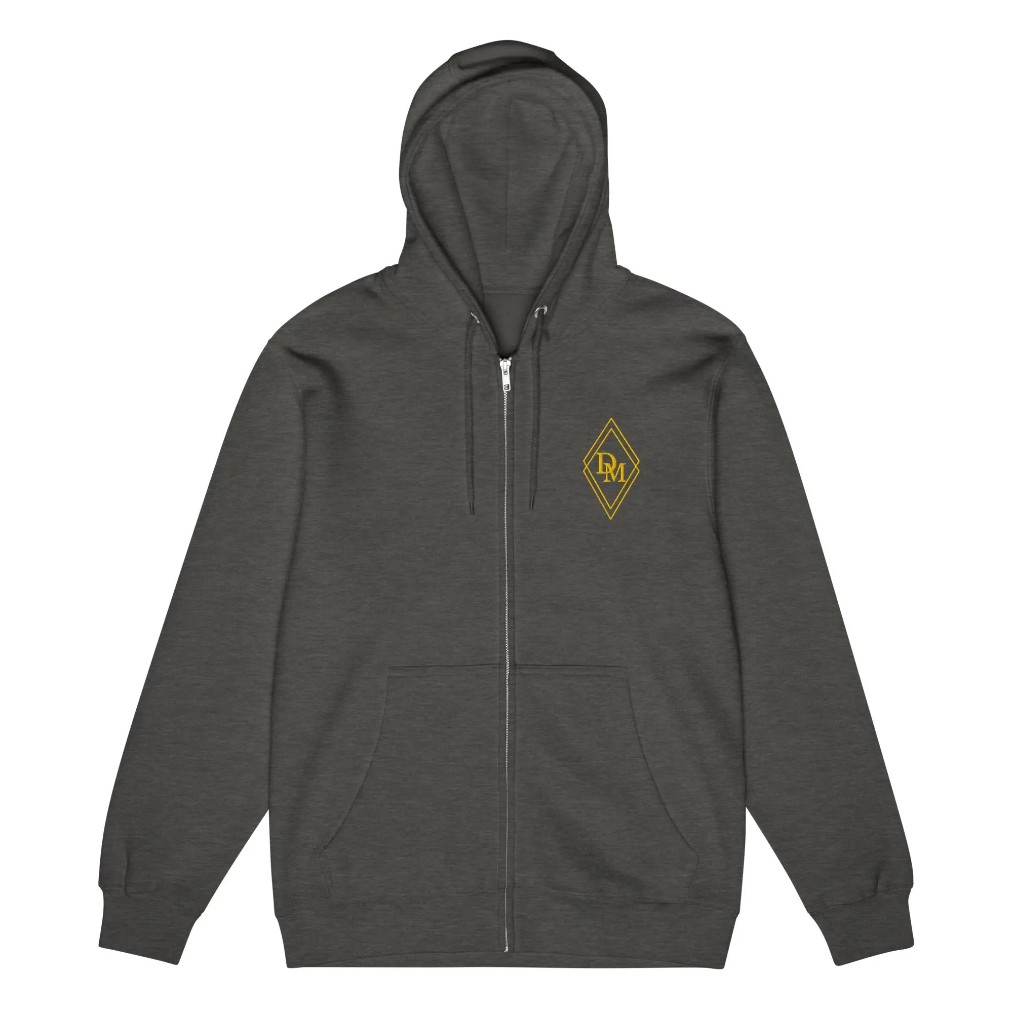 Premium zip up hoodie in charcoal heather luxury streetwear by Diamond Michelle