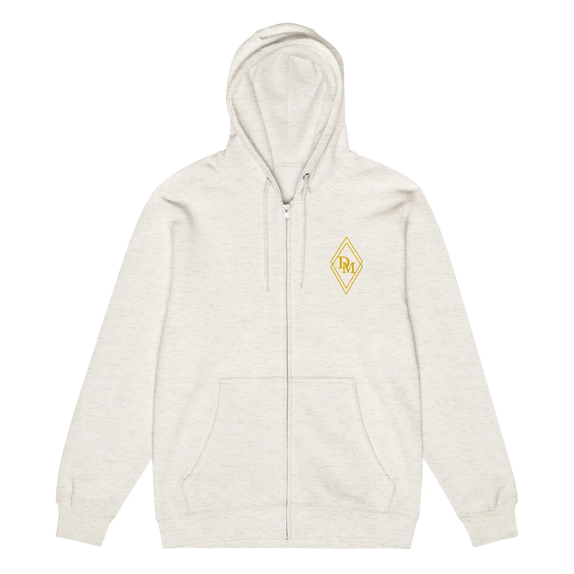 Premium zip up hoodie in oatmeal heather luxury streetwear by Diamond Michelle