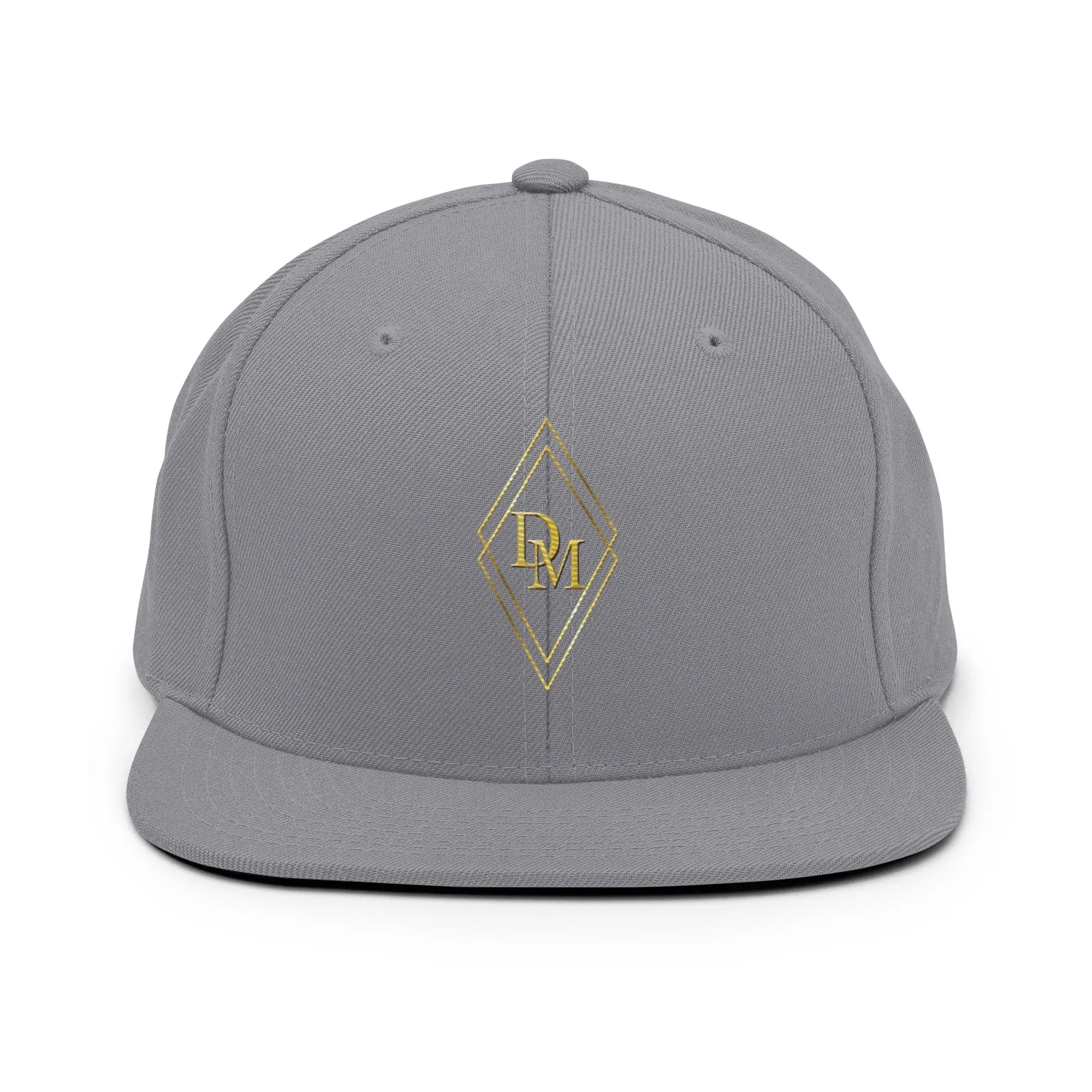 Silver luxury snapback hat with structured fit by Diamond Michelle