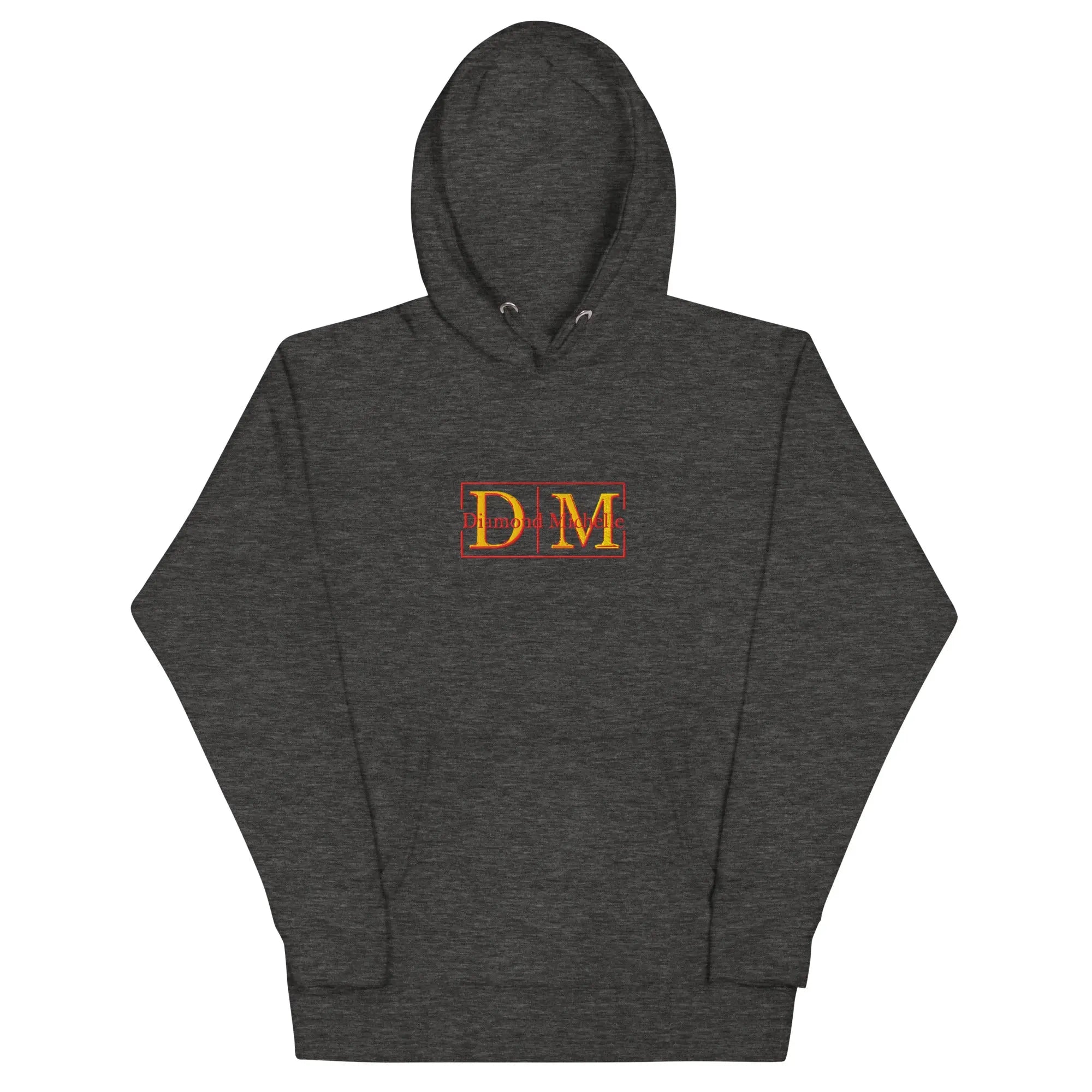 Charcoal heather unisex luxury pullover hoodie with structured silhouette by Diamond Michelle