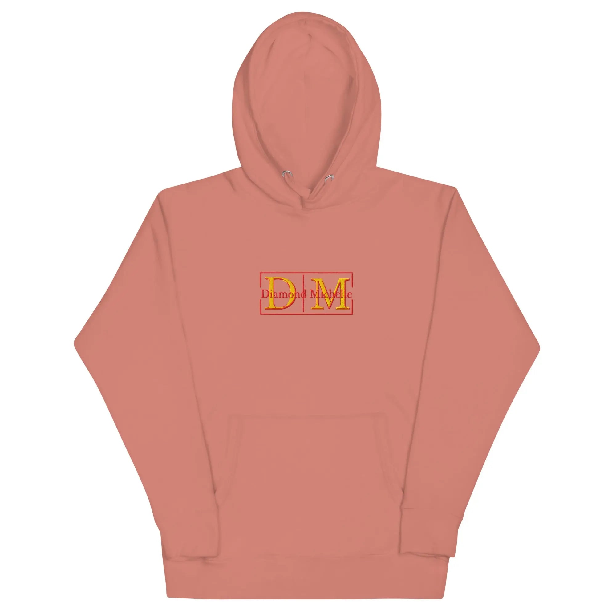 Dusty rose unisex luxury pullover hoodie with structured silhouette by Diamond Michelle