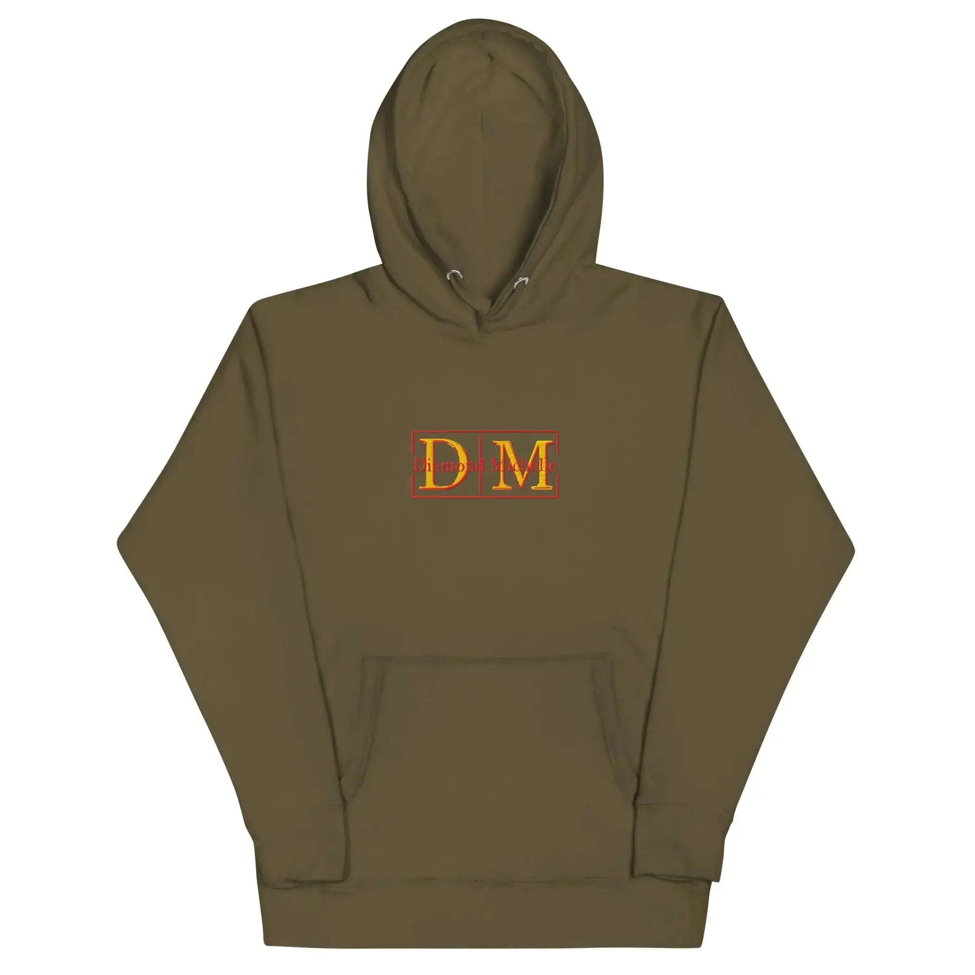 Green unisex luxury pullover hoodie with structured silhouette by Diamond Michelle