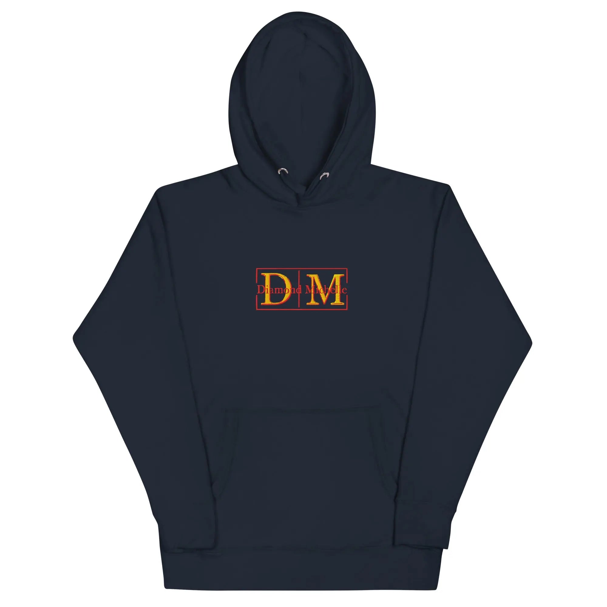 Navy unisex luxury pullover hoodie with structured silhouette by Diamond Michelle