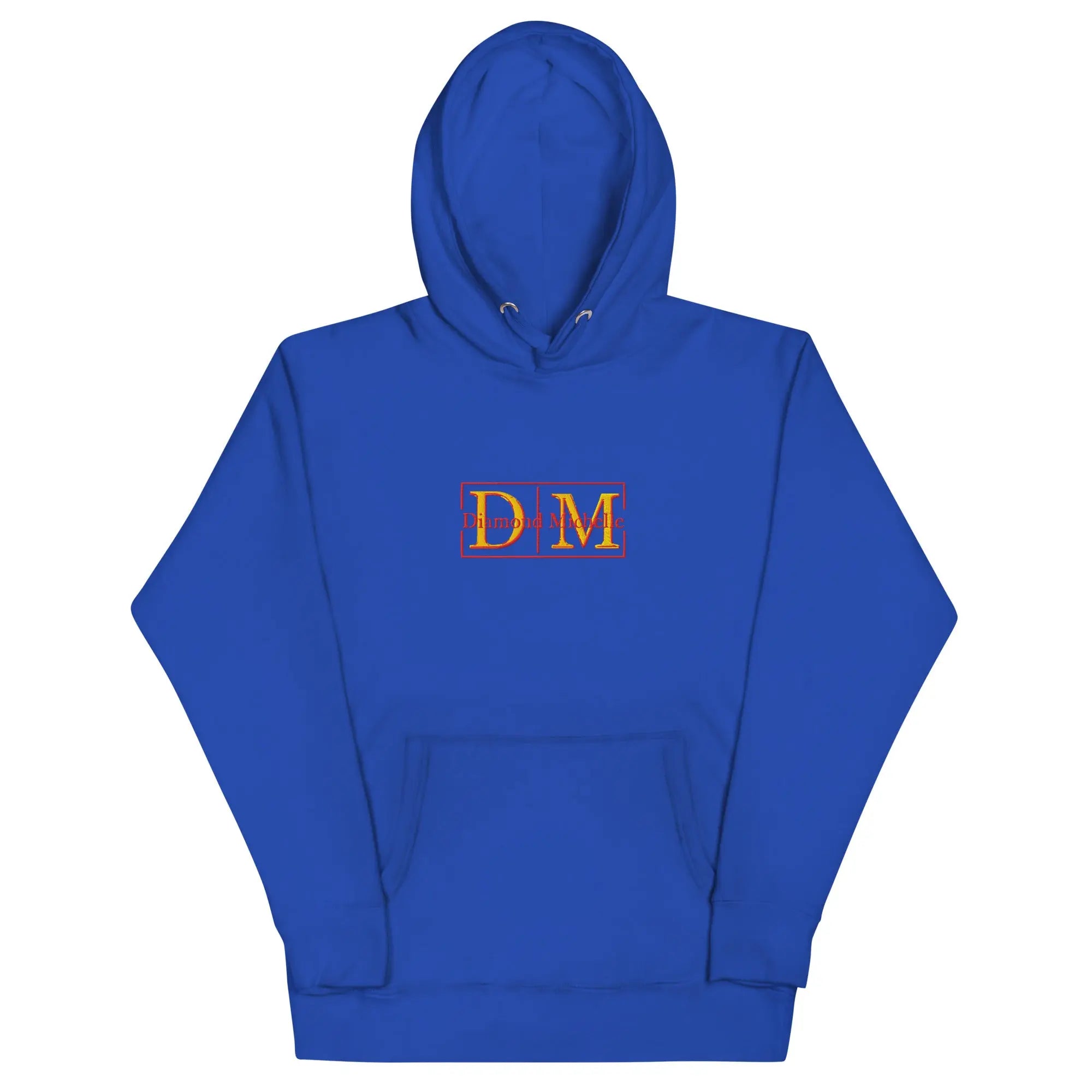 Royal blue unisex luxury pullover hoodie with structured silhouette by Diamond Michelle