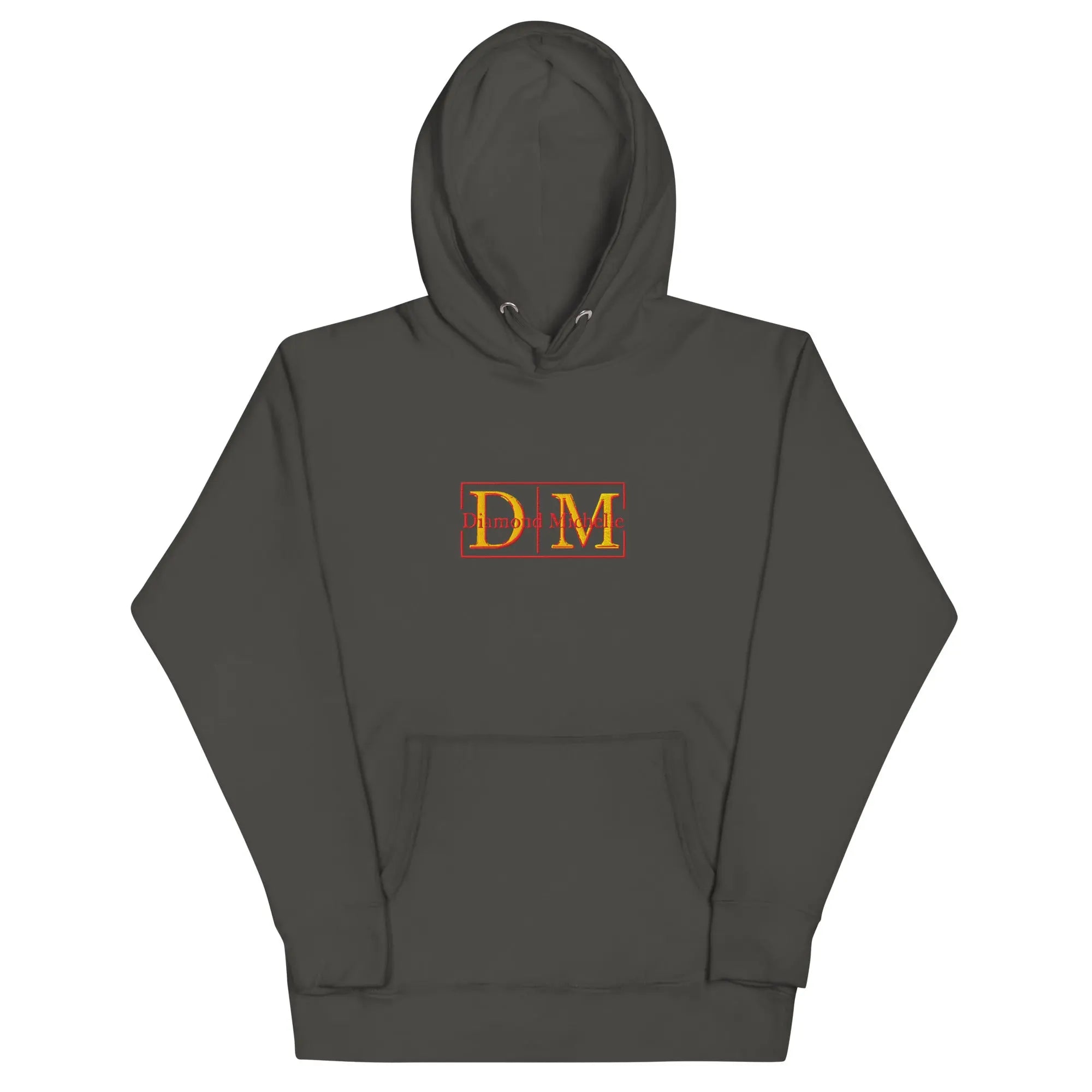Vintage black unisex luxury pullover hoodie with structured silhouette by Diamond Michelle