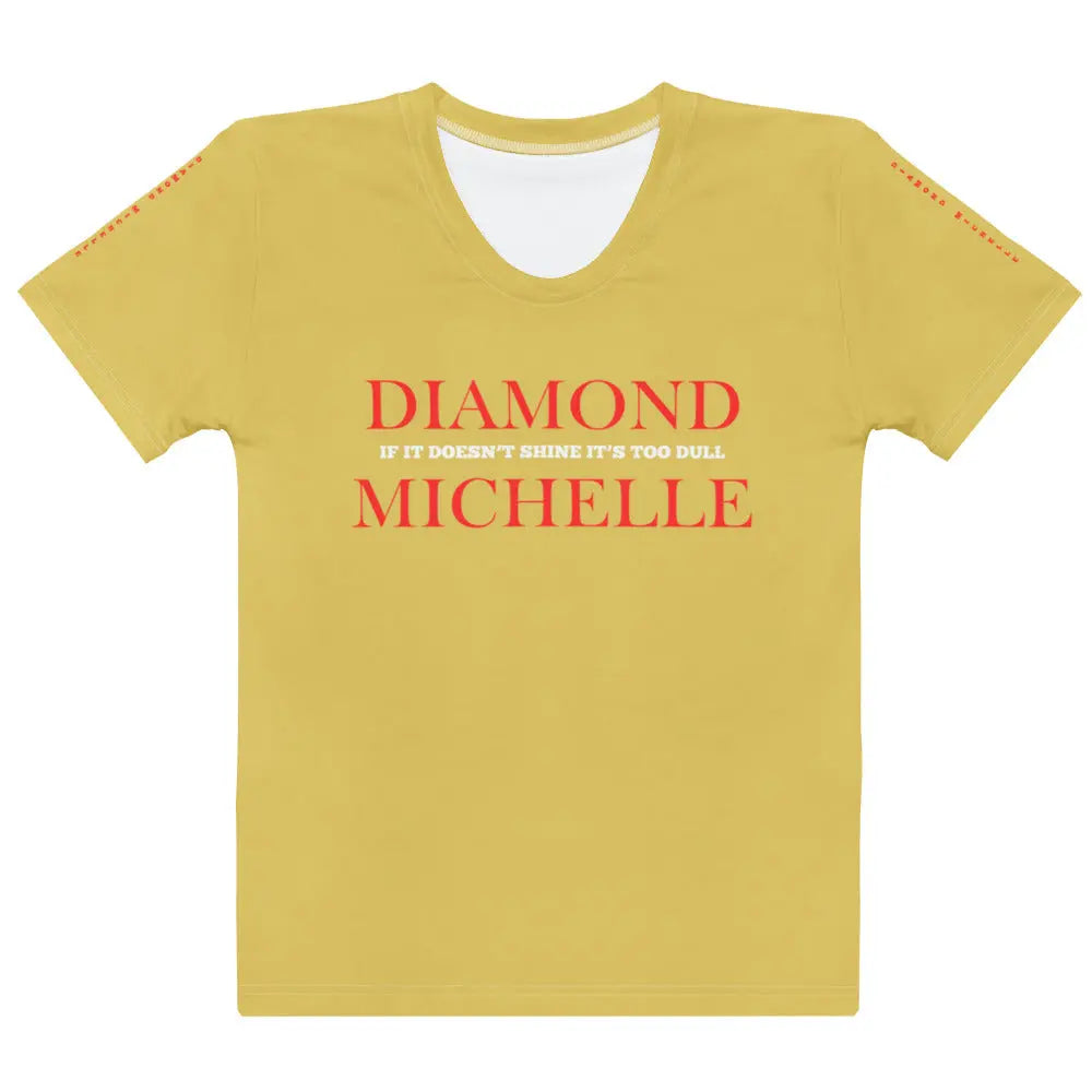 Diamond Michelle's Signature Gold Luxe Cotton T-Shirt front view on a white background