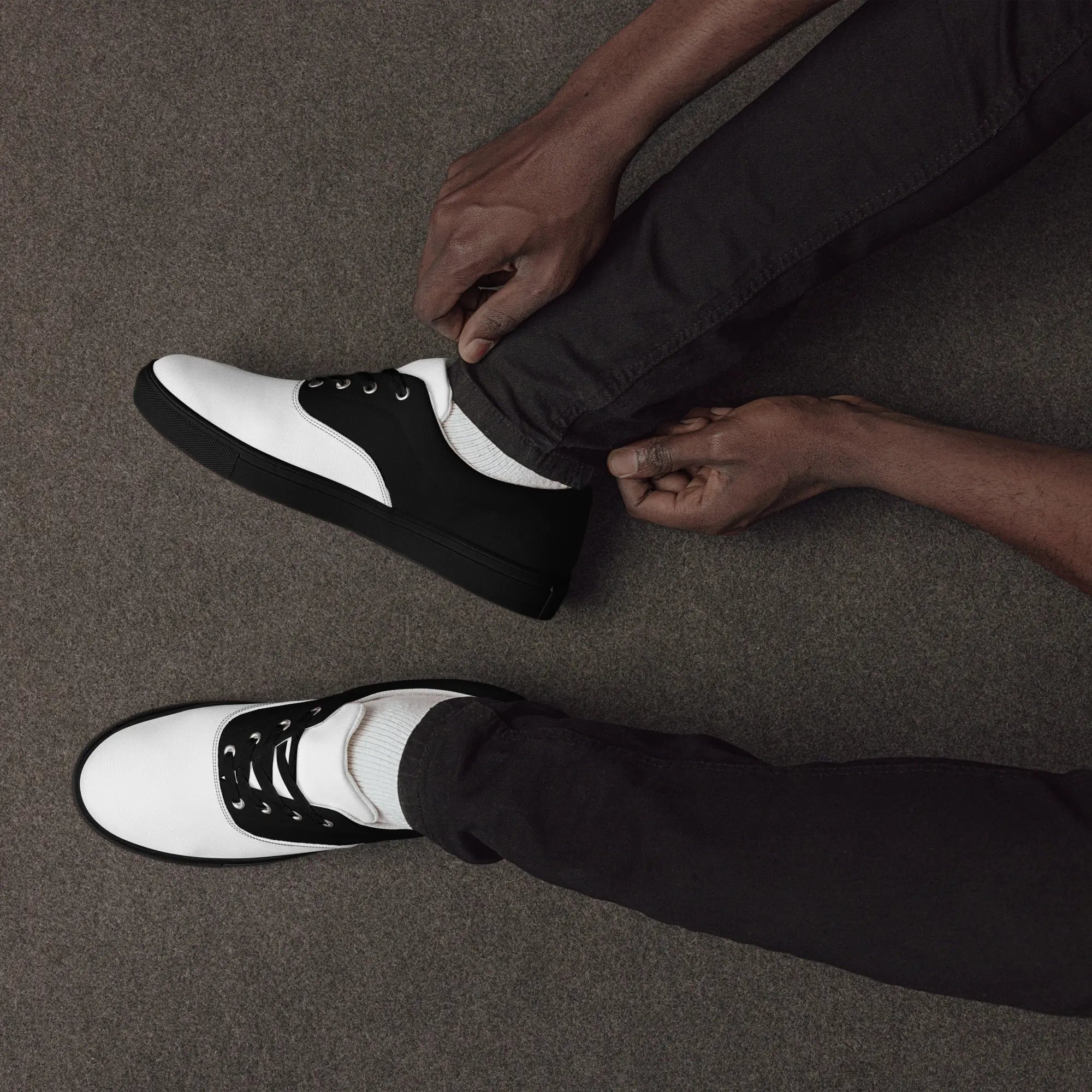 Men's Black and White K Smith Lace-Ups front ground view