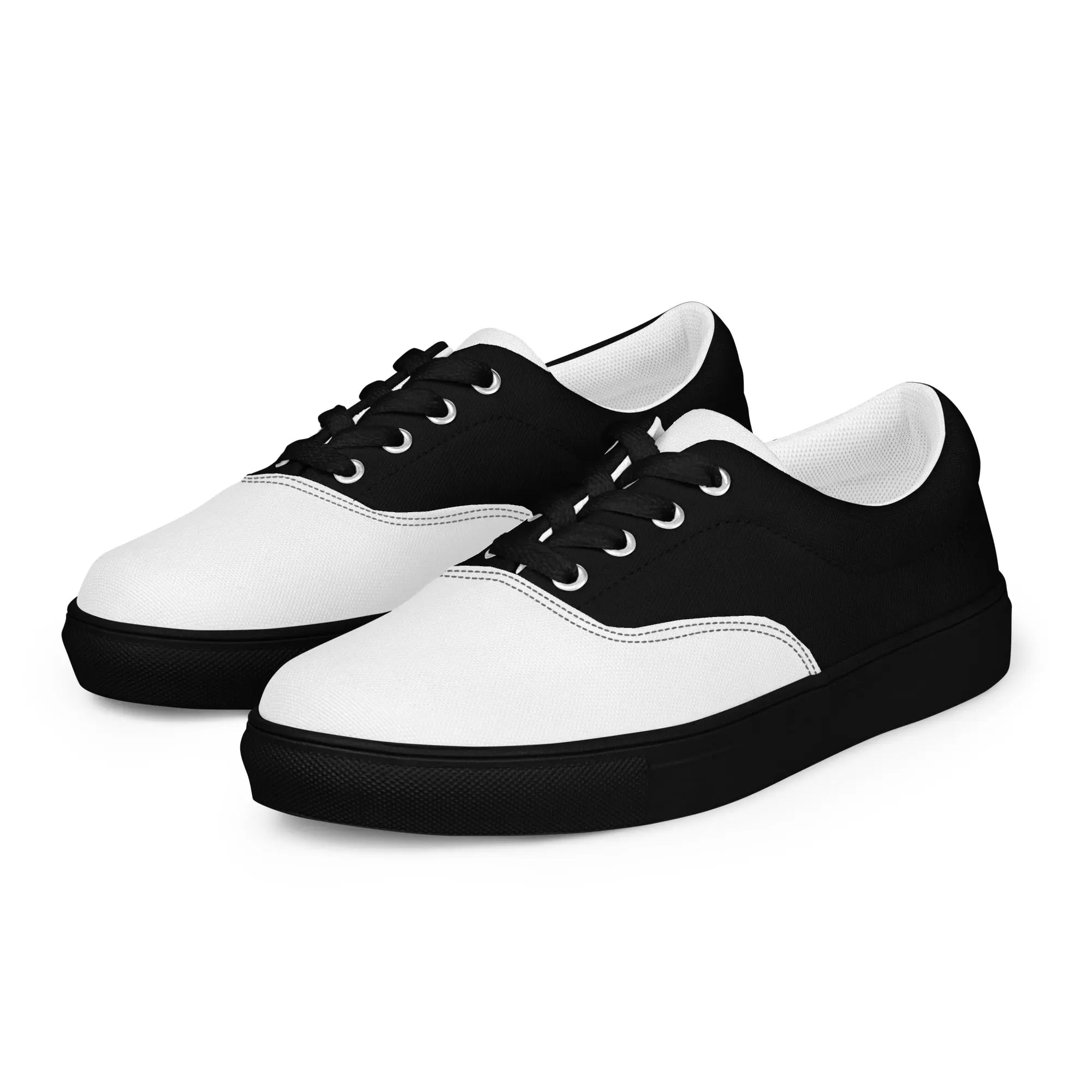 Men's Black and White K Smith Lace-Ups left front view on a white background