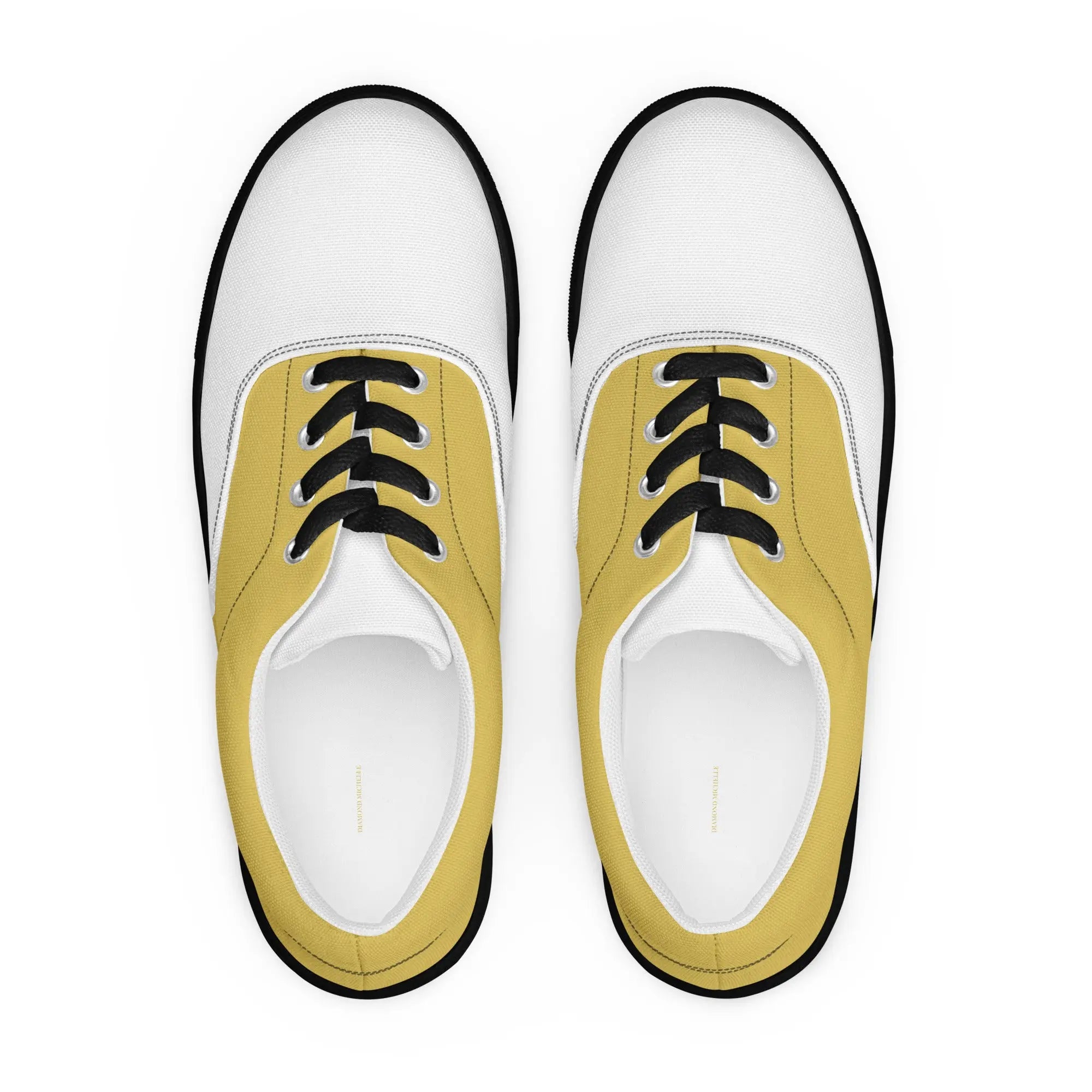 Men's White Gold Black K Smith Lace-Ups front view on a white background