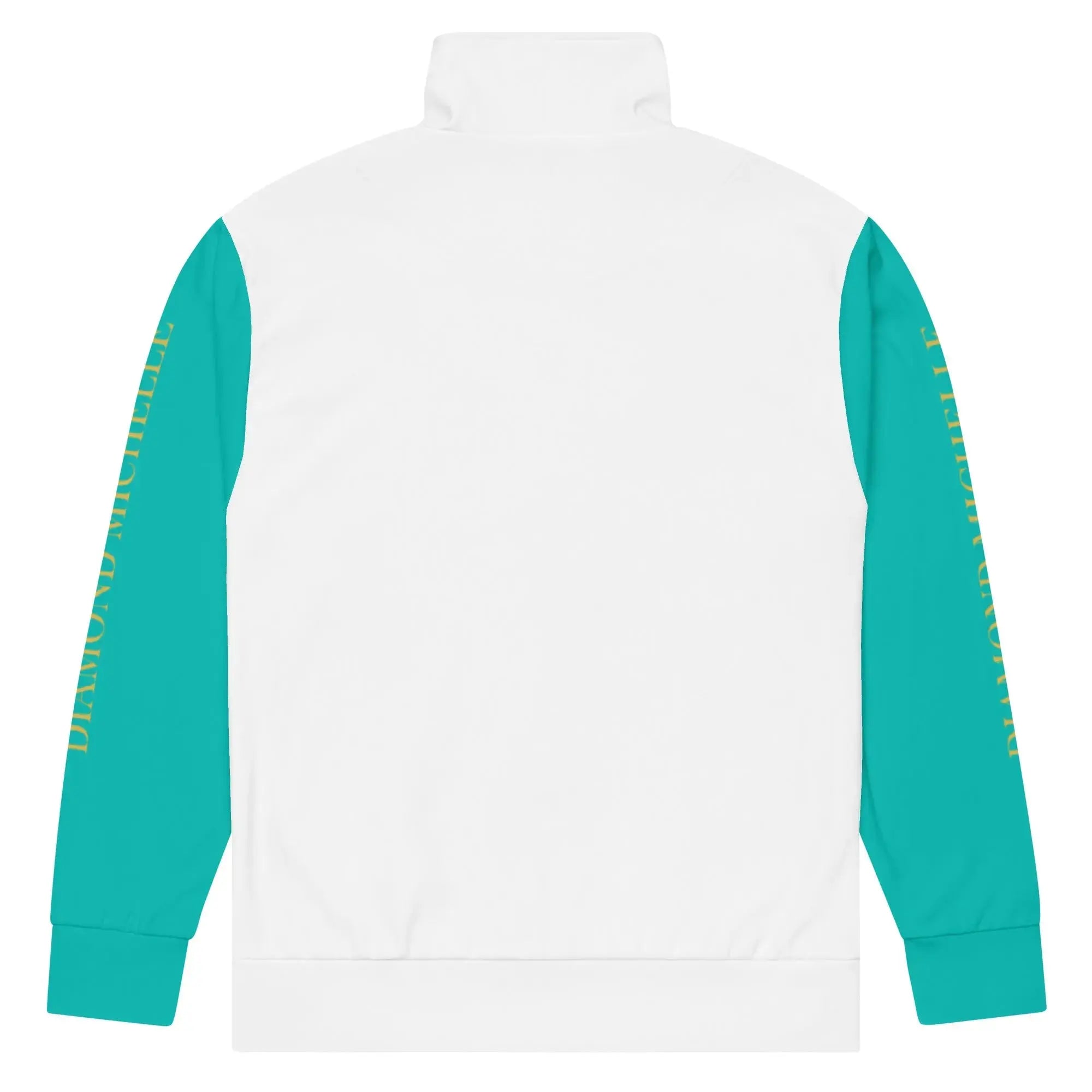 Unisex White & Iris Blue Track Jacket Flat Product Photo (Back)