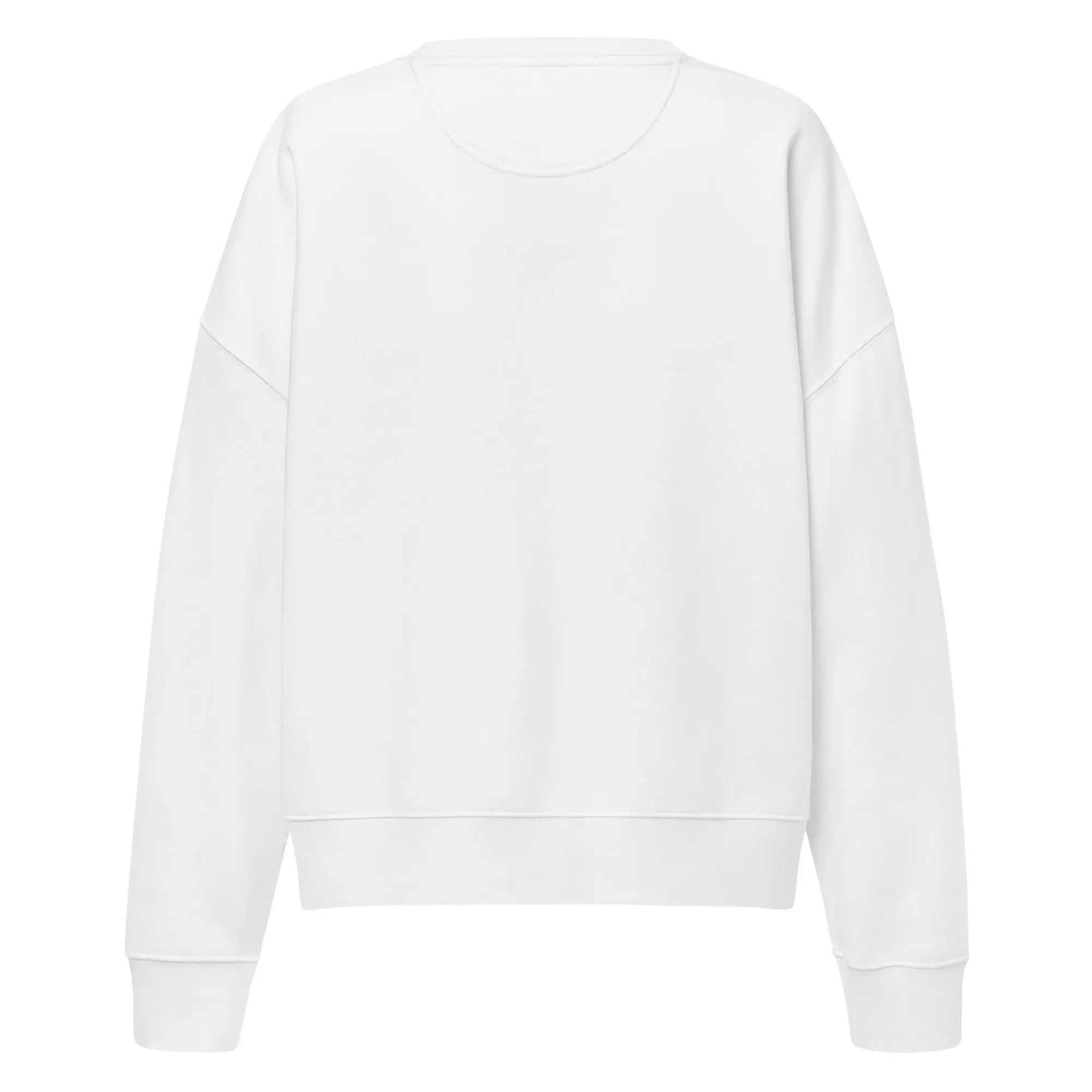 Women's Celeste Luxe Organic Crew Neck Sweatshirt white back view on a white background