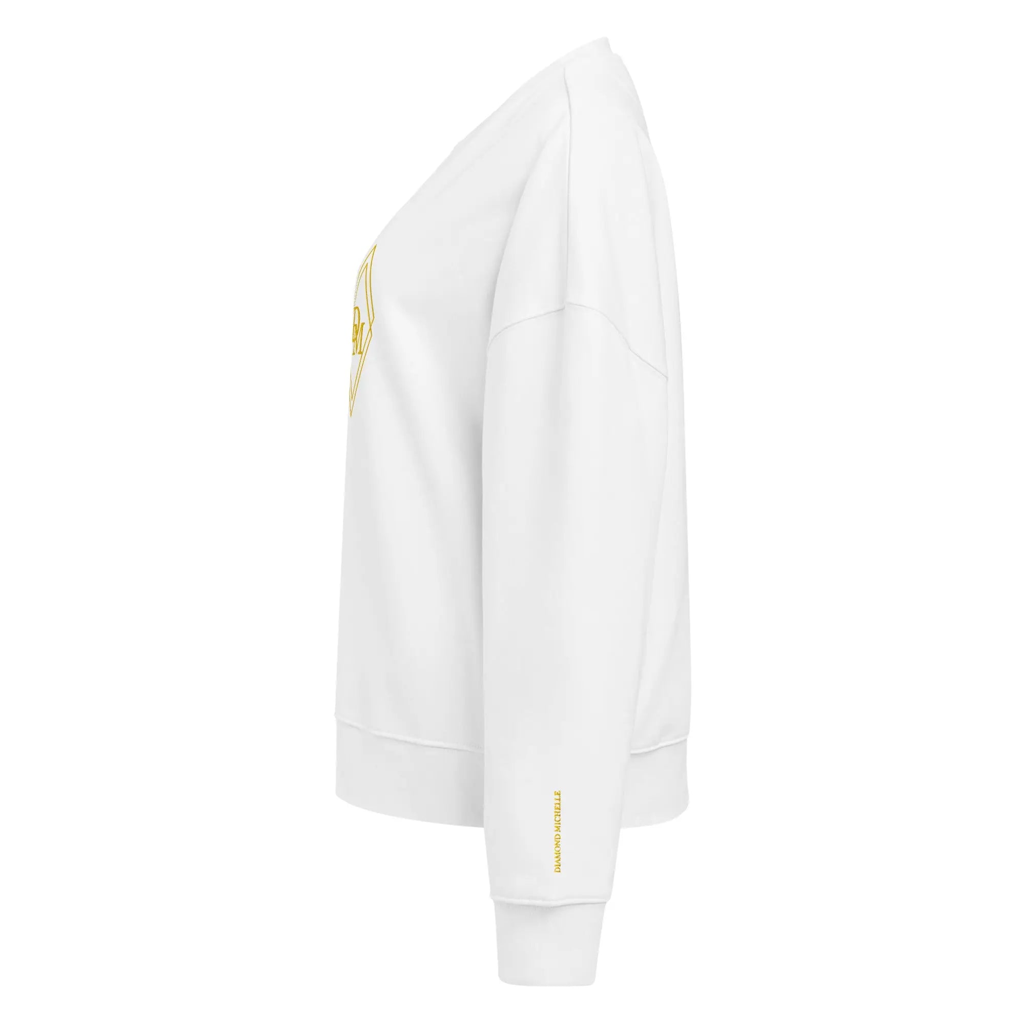 Women's Celeste Luxe Organic Crew Neck Sweatshirt white left view on a white background