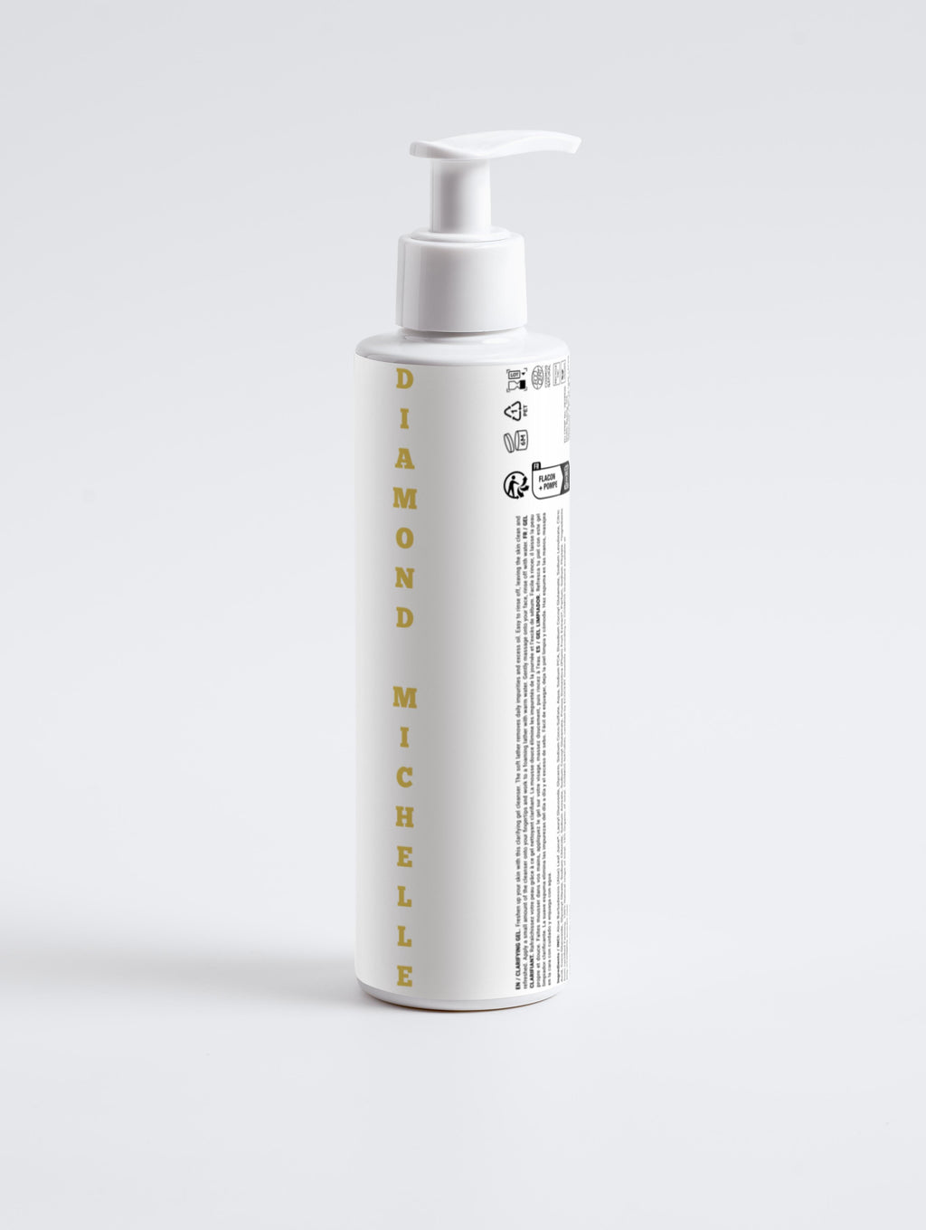 Diamond Michelle skincare bottle on a light gray background