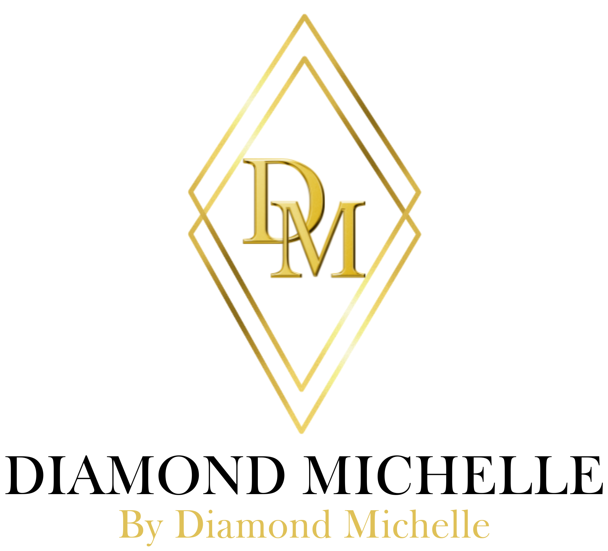 Gold logo with 'DM' and text 'Diamond Michelle' on a white background