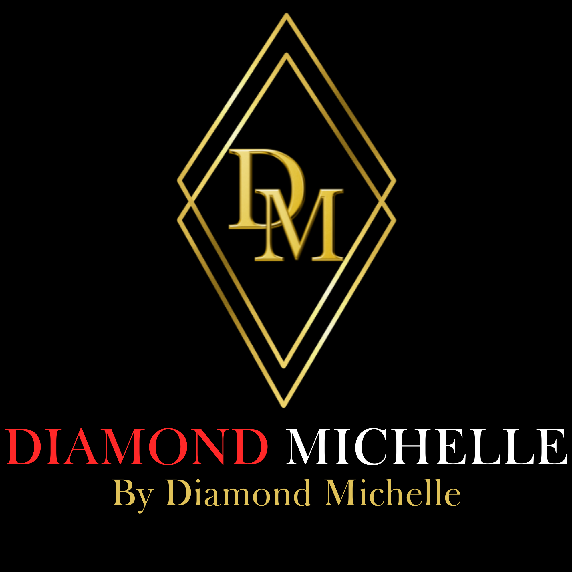 Logo of Diamond Michelle with gold lettering on a black background