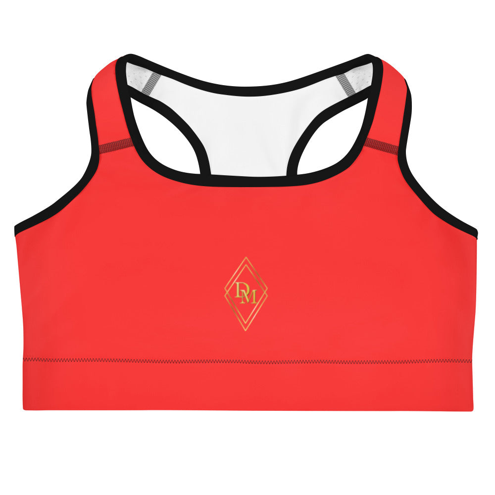 DM Comfort Sports Bra with black lining front view on a white background