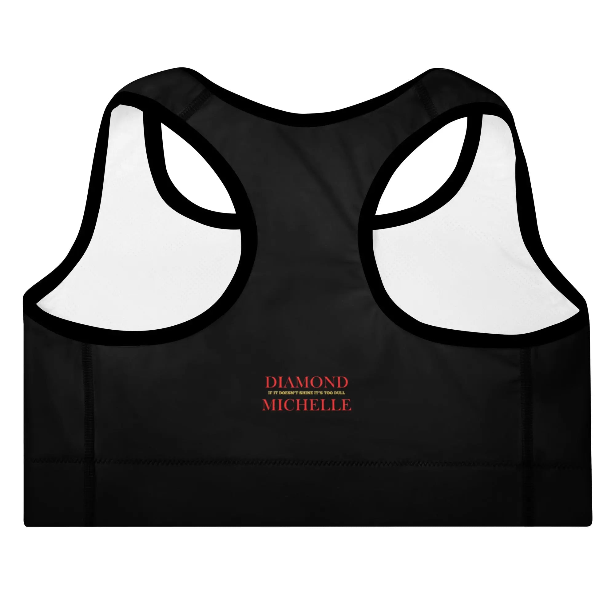 DM Padded Sports Bra back view on a white background