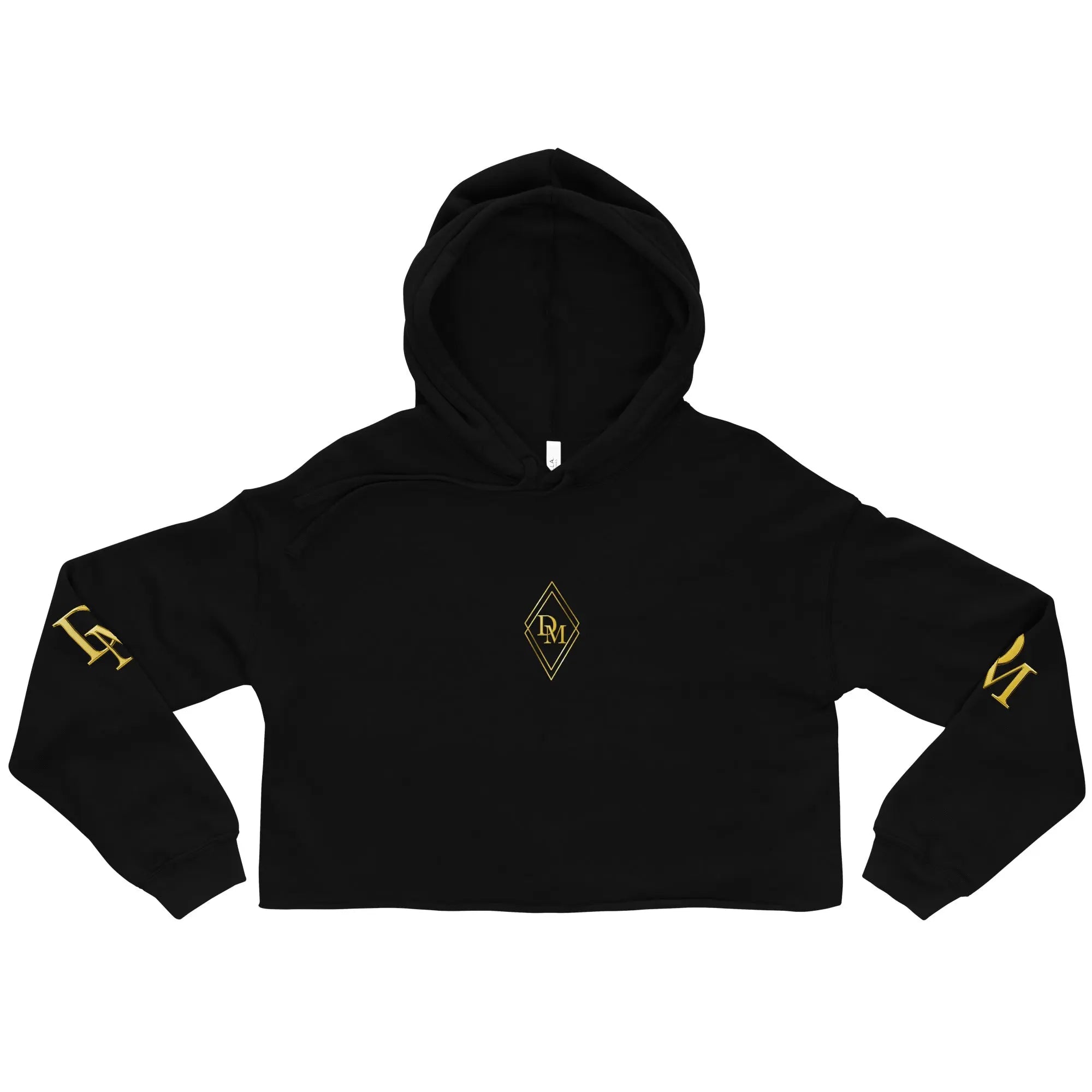 Women’s black cropped luxury hoodie in premium cotton by Diamond Michelle