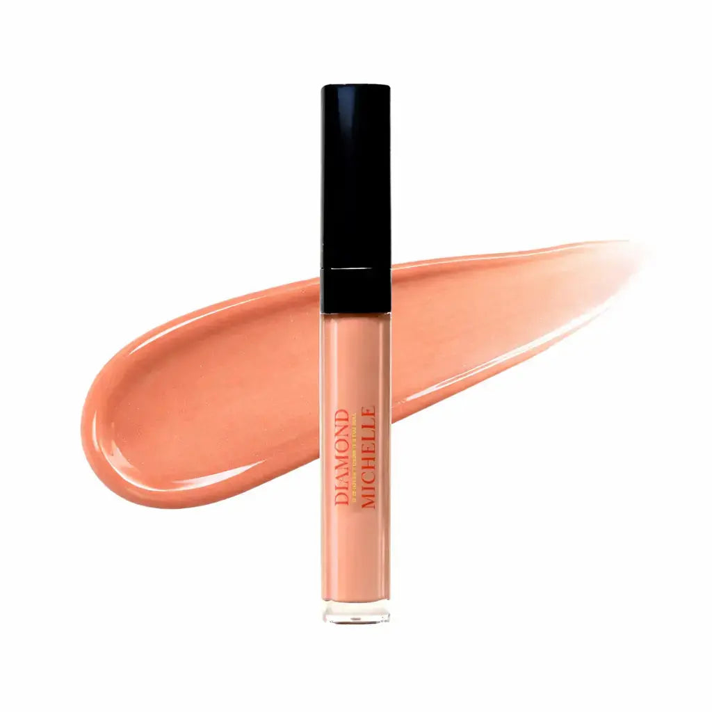 Diamond Glow Hydrating Lip Oil - Honey Glaze Product Photo with Swatch