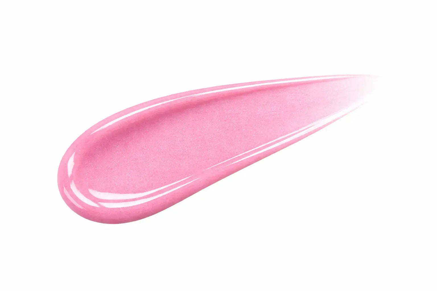 Pink lip gloss swatch on a white background