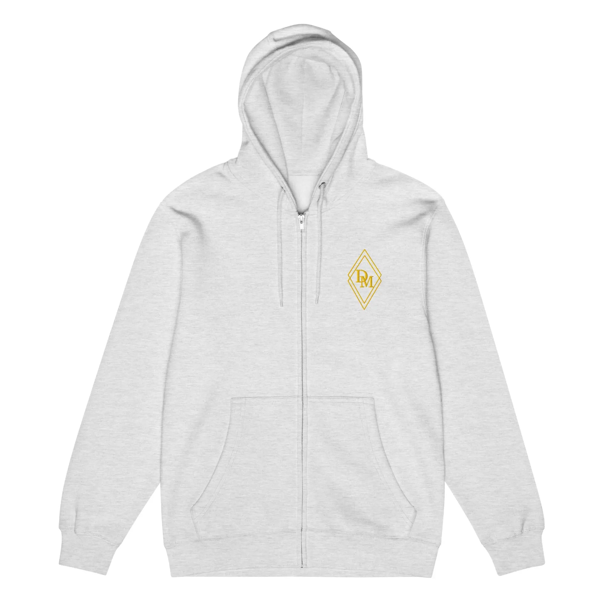 Premium zip up hoodie in heather grey luxury streetwear by Diamond Michelle