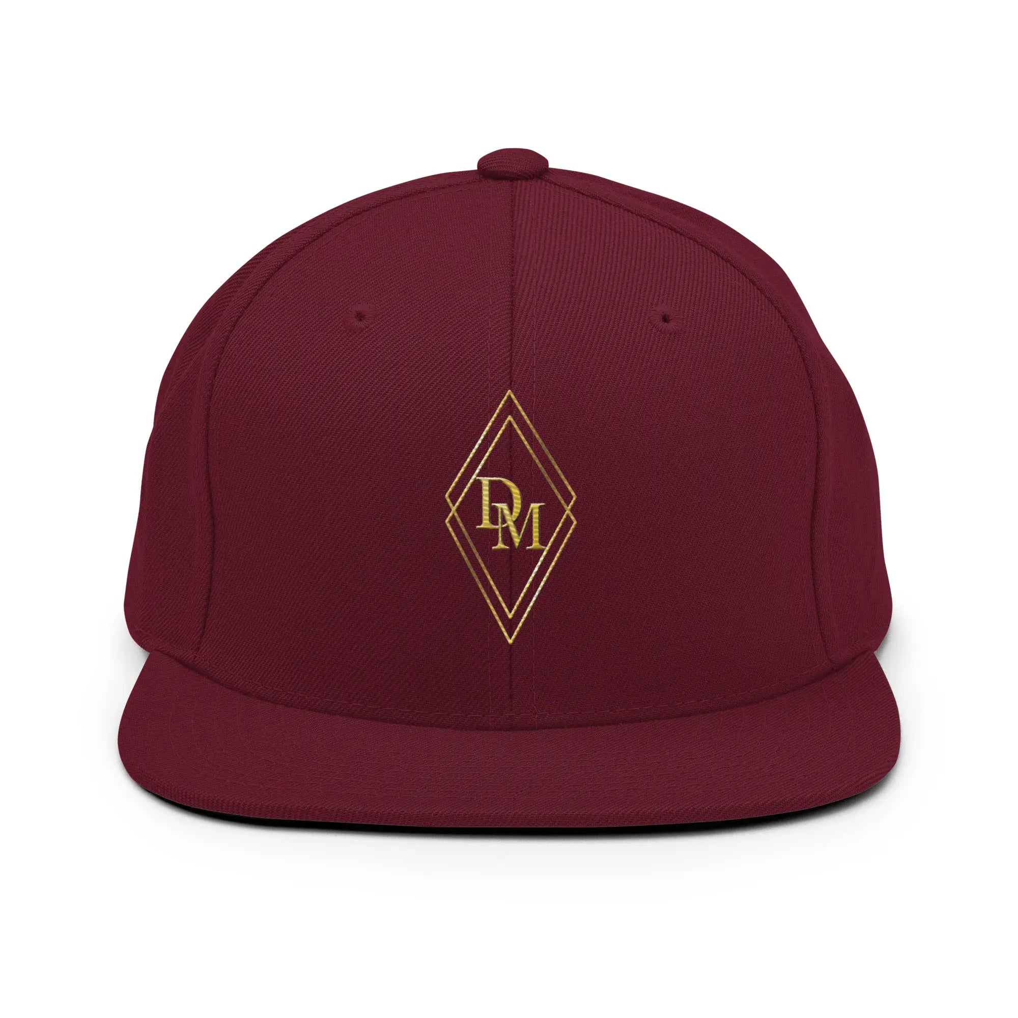 Maroon luxury snapback hat with structured fit by Diamond Michelle