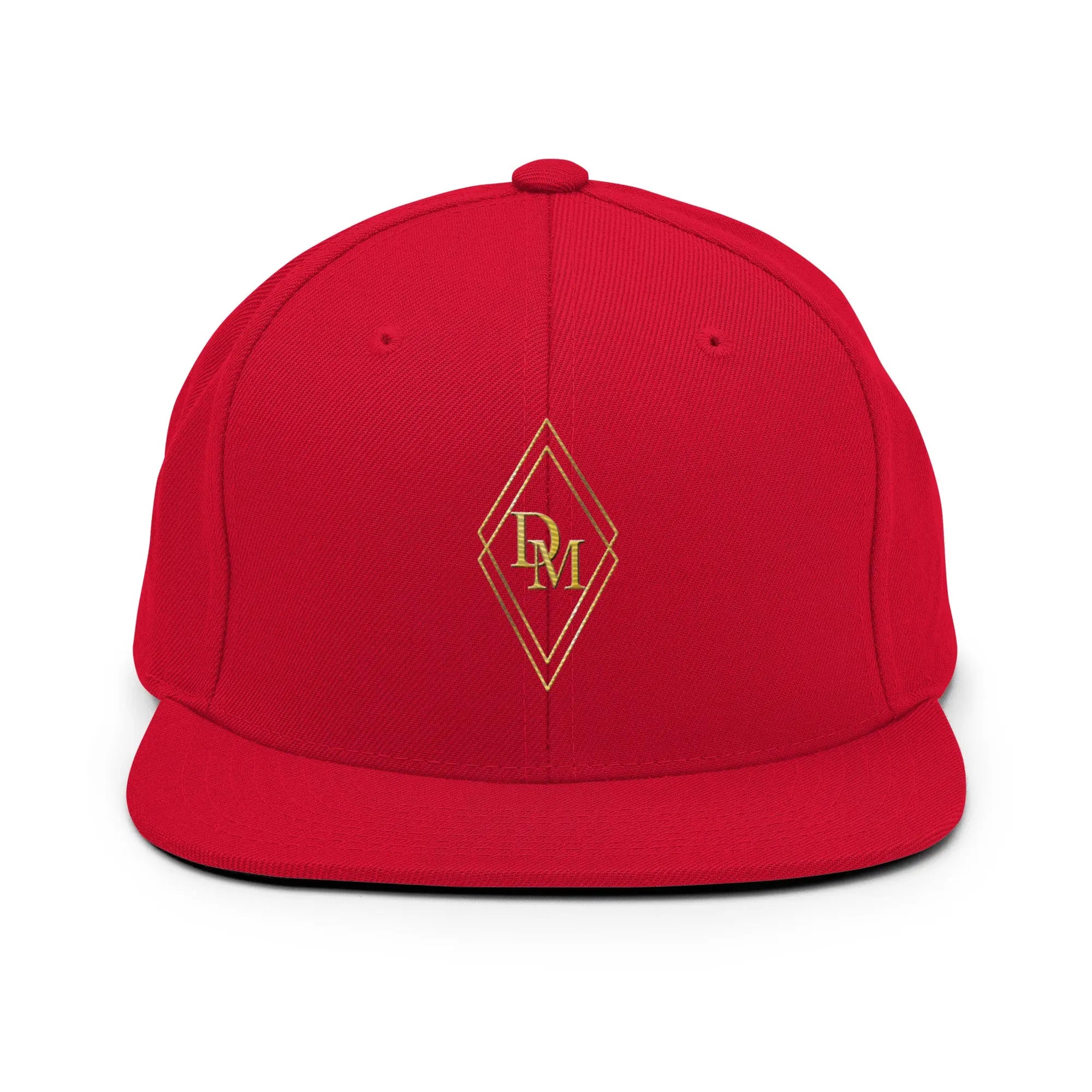 Red luxury snapback hat with structured fit by Diamond Michelle