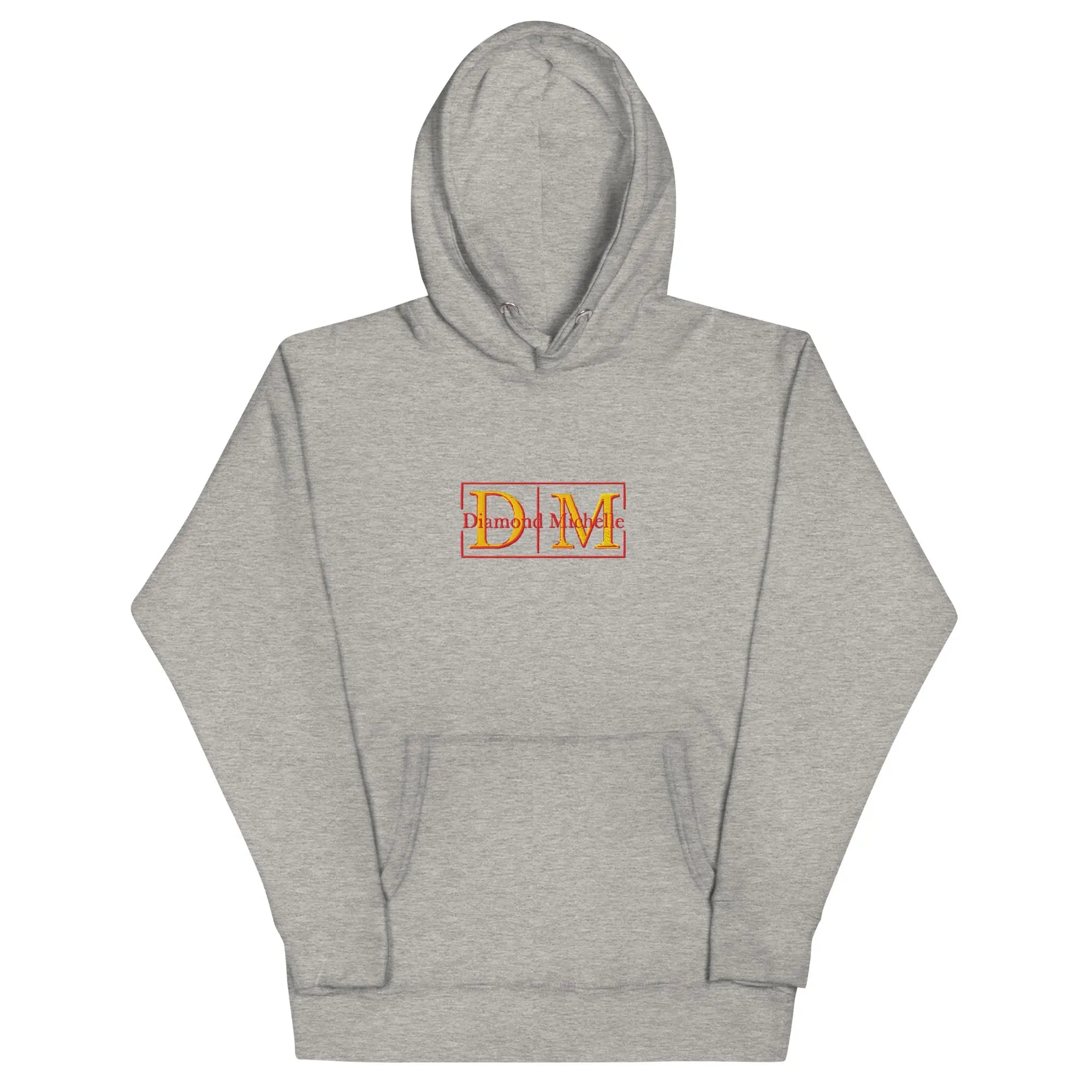 Carbon grey unisex luxury pullover hoodie with structured silhouette by Diamond Michelle