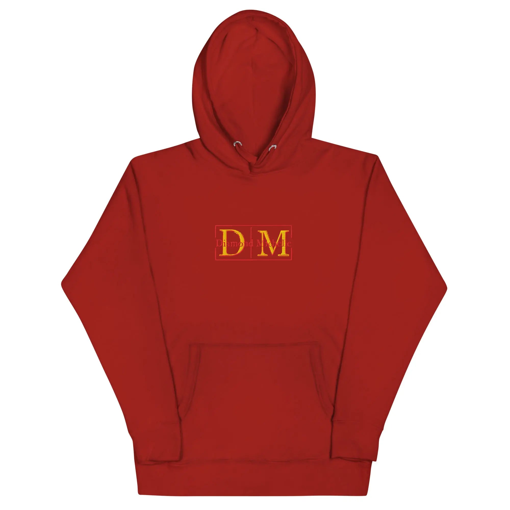 Cardinal red unisex luxury pullover hoodie with structured silhouette by Diamond Michelle
