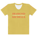 Diamond Michelle's Signature Gold Luxe Cotton T-Shirt front view on a white background