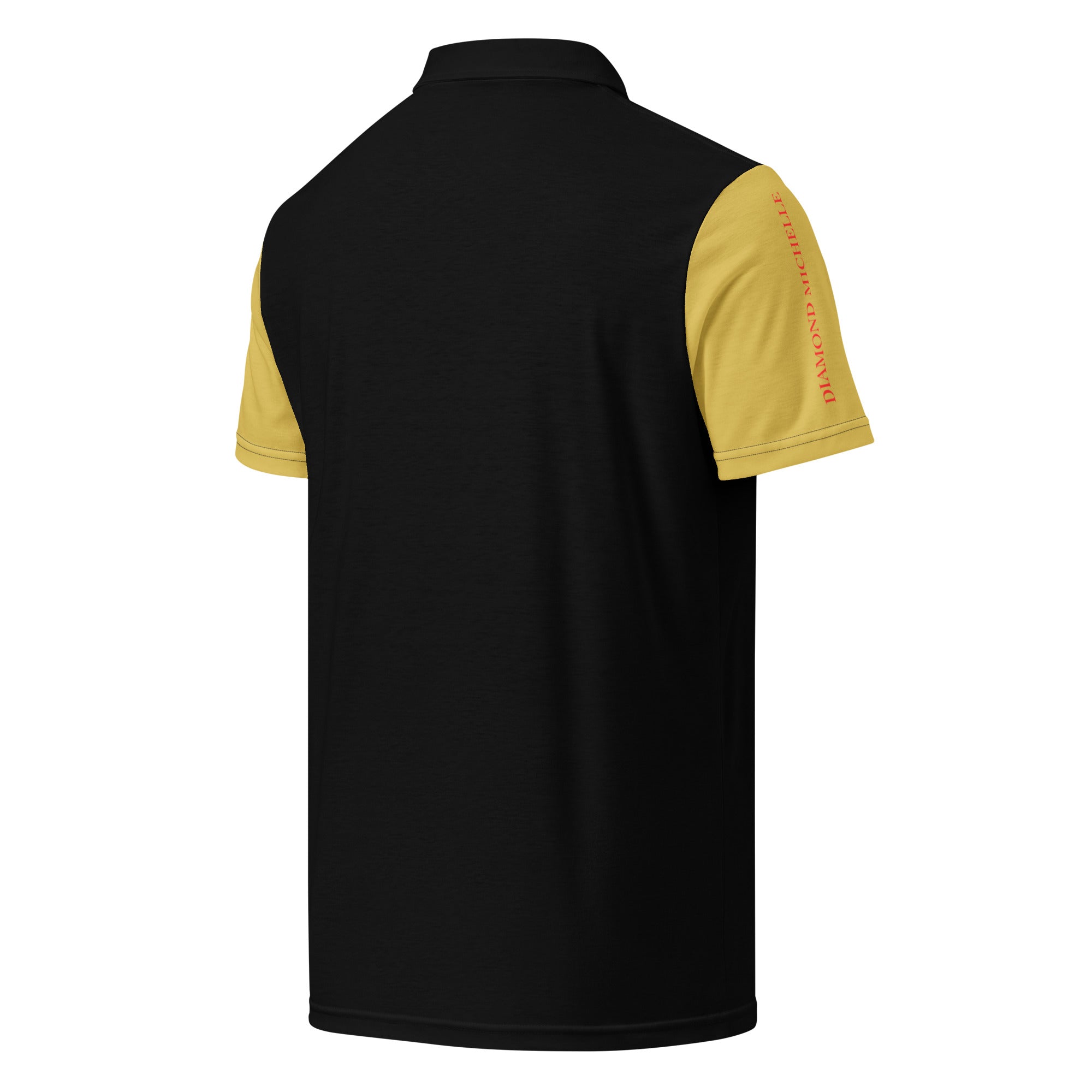 Men’s DM Signature Black & Gold Slim Fit Polo 3D Product Photo (Back)