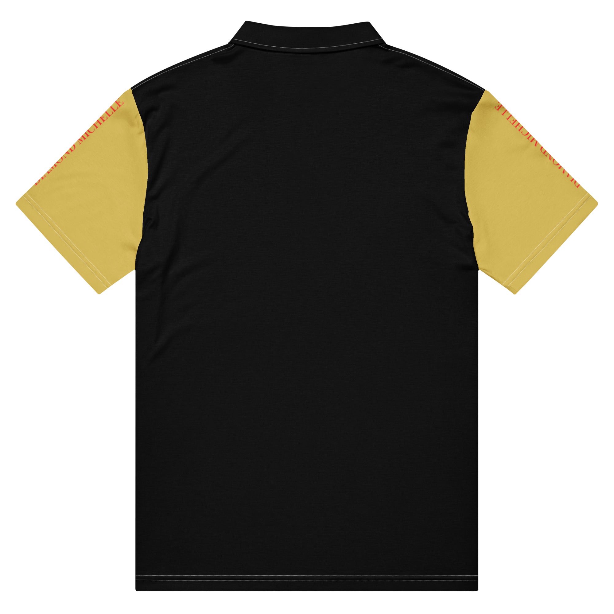 Men’s DM Signature Black & Gold Slim Fit Polo Flat Product Photo (Back)