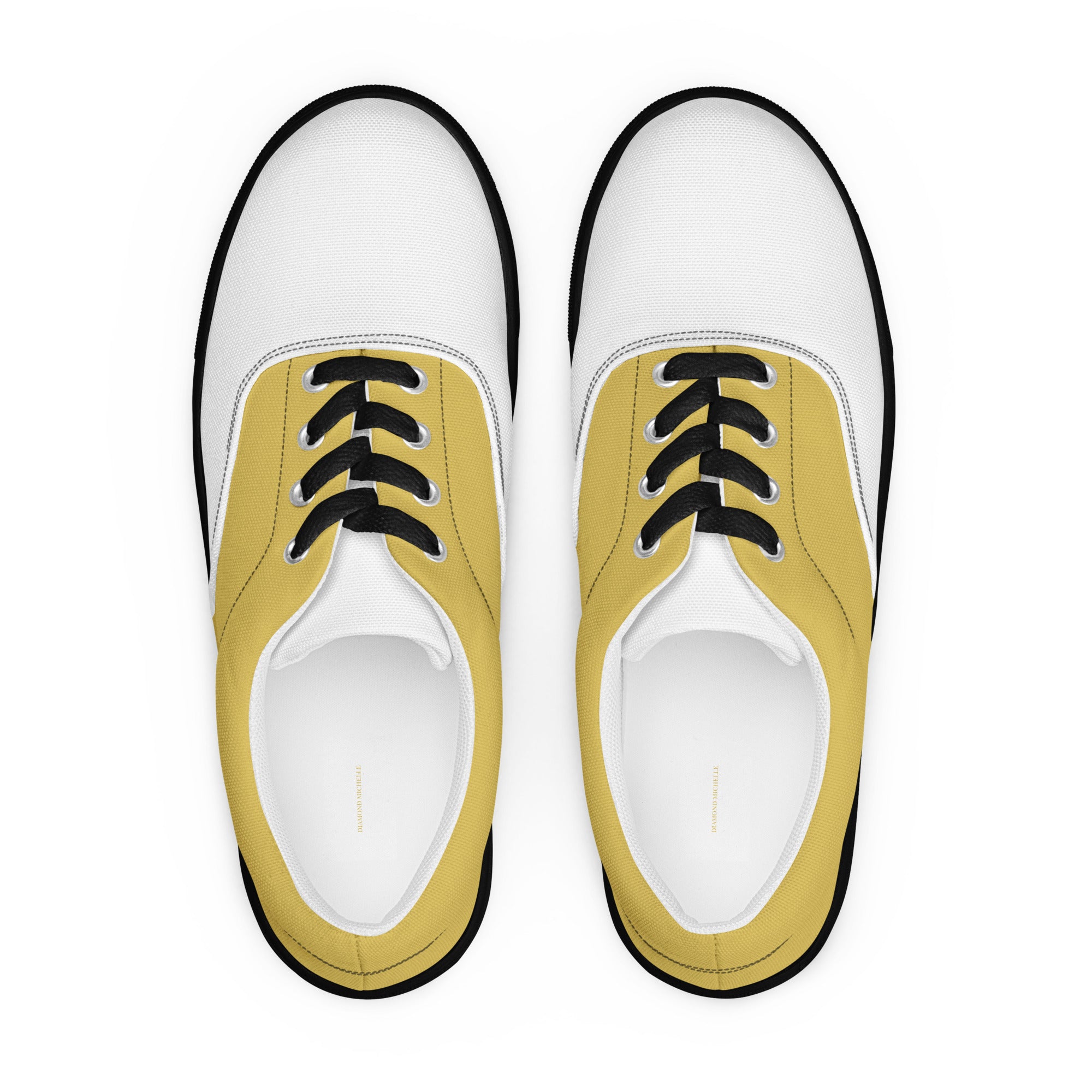 Men's White Gold Black K Smith Lace-Ups front view on a white background