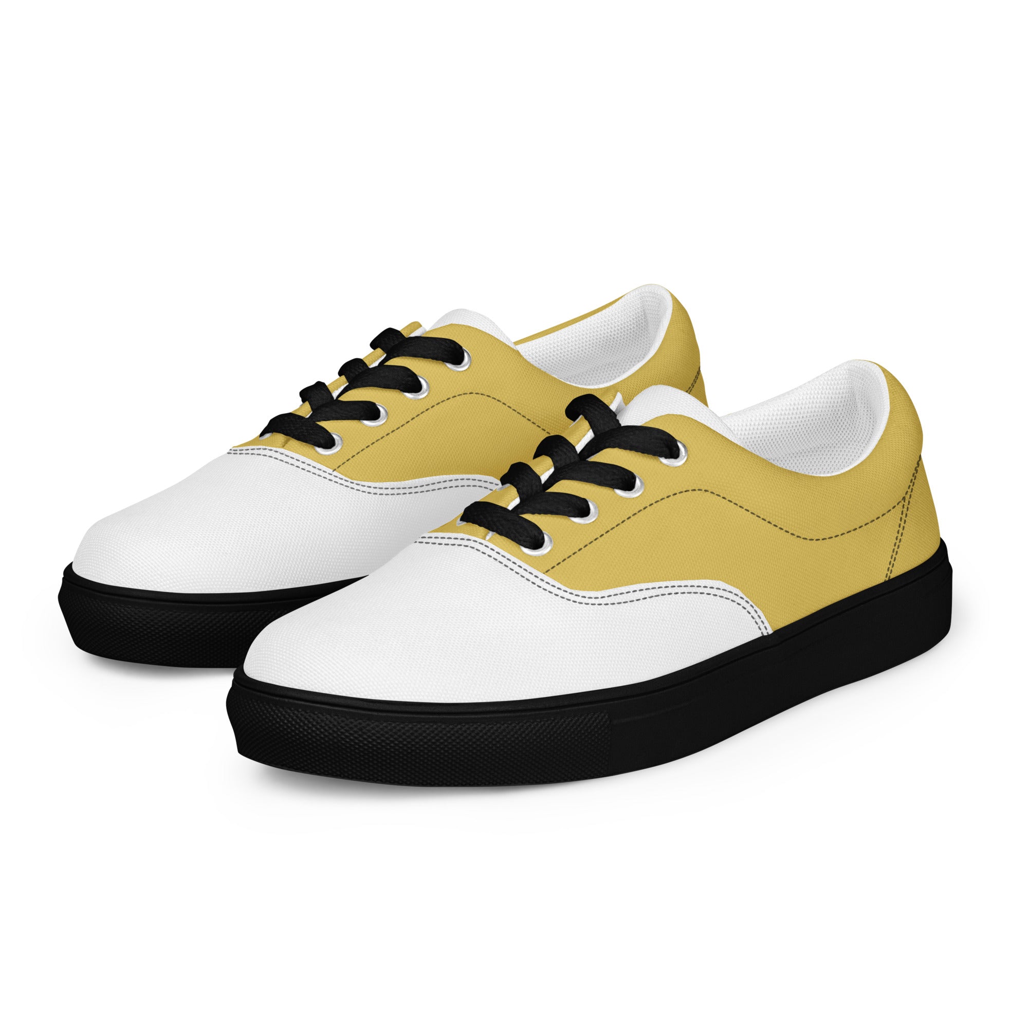 Men's White Gold Black K Smith Lace-Ups left front view on a white background