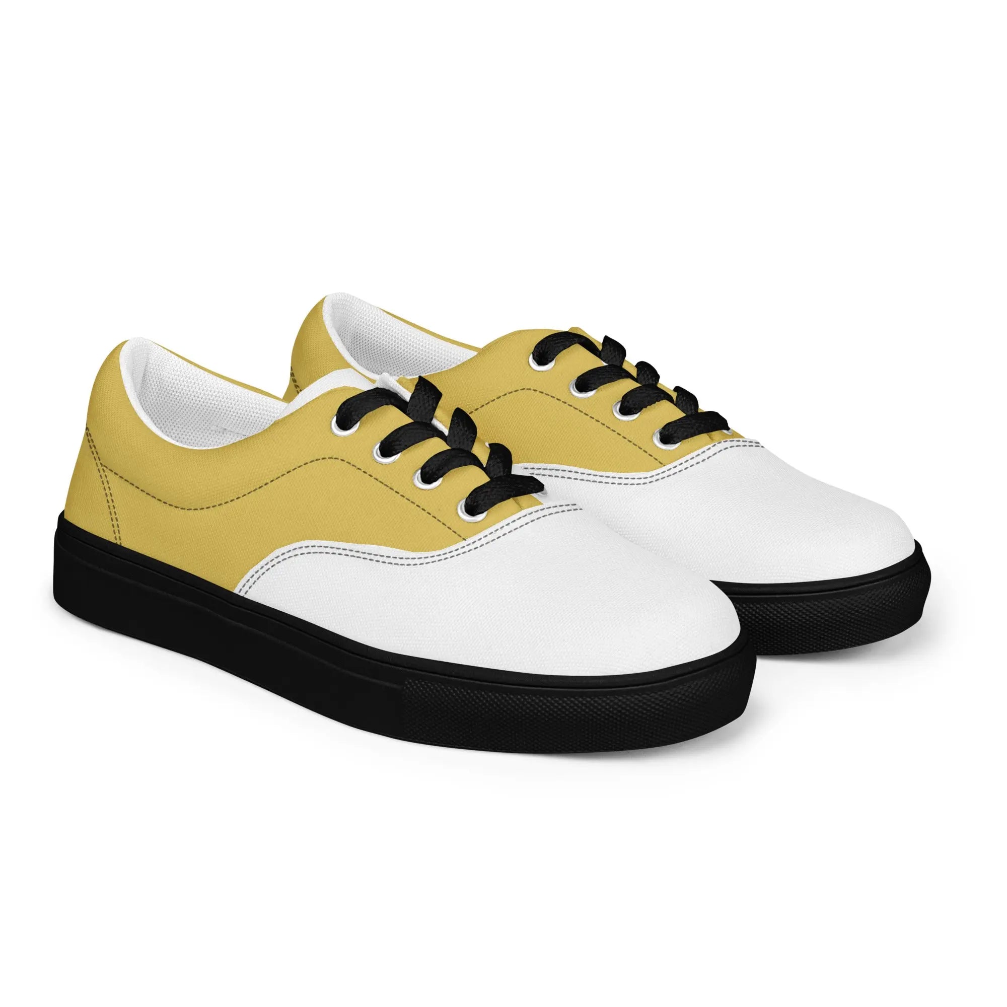 Men's White Gold Black K Smith Lace-Ups right side front view on a white background