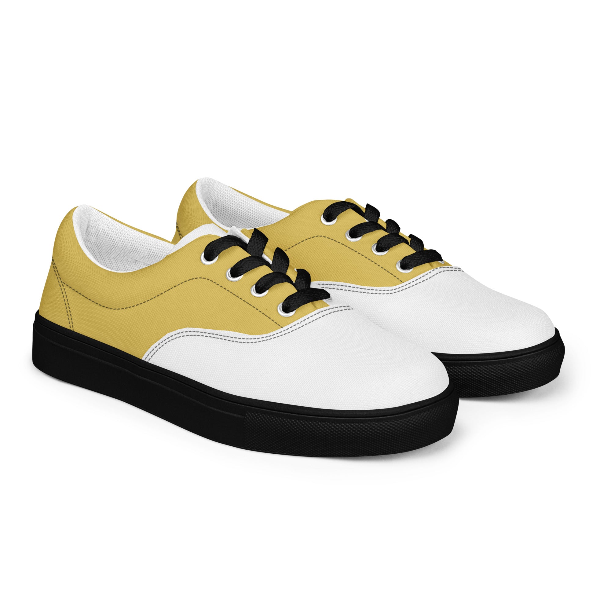 Men's White Gold Black K Smith Lace-Ups right side front view on a white background