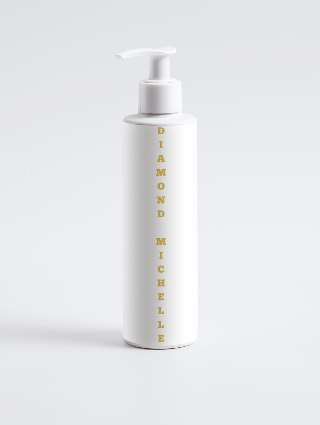 White bottle with 'Diamond Michelle' text on a light gray background