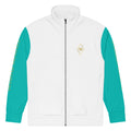 Unisex White & Iris Blue Track Jacket Flat Product Photo (Front)