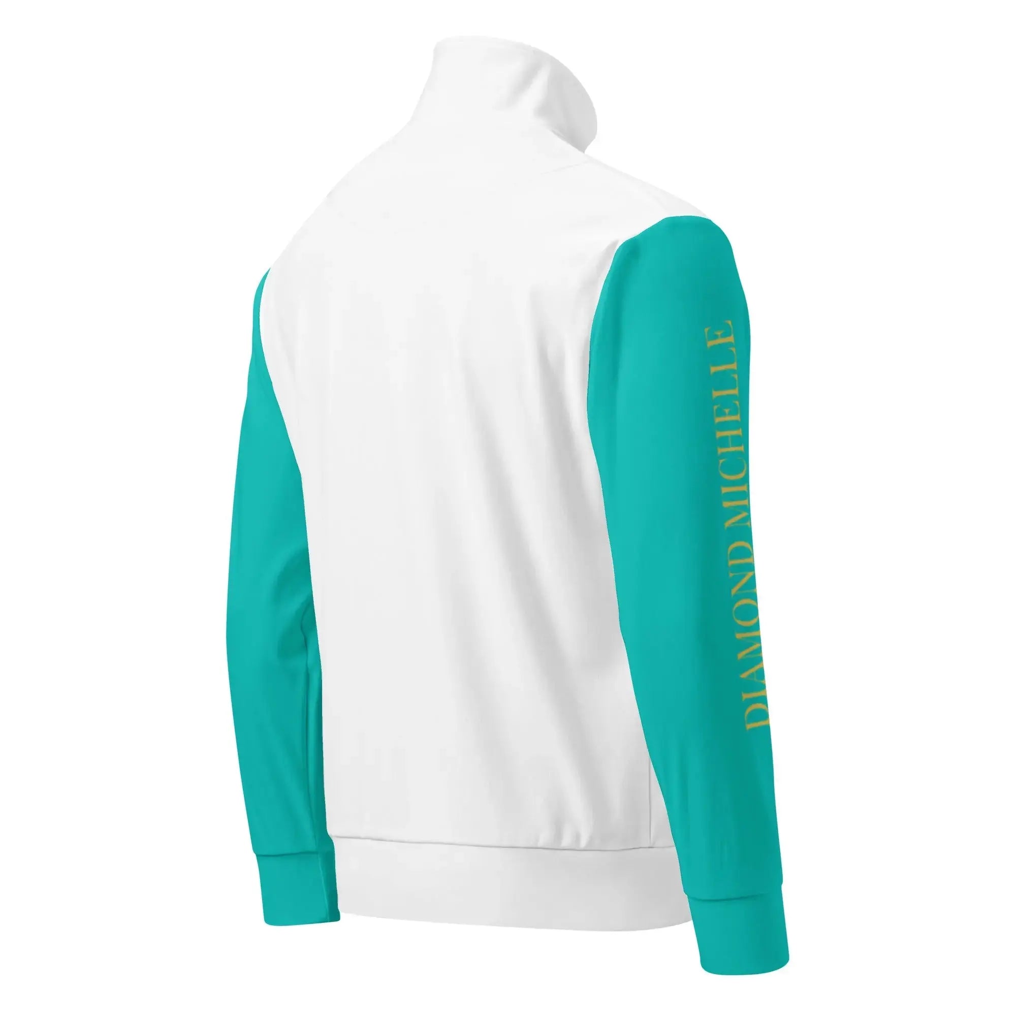 Unisex White & Iris Blue Track Jacket 3D Product Photo (Back)