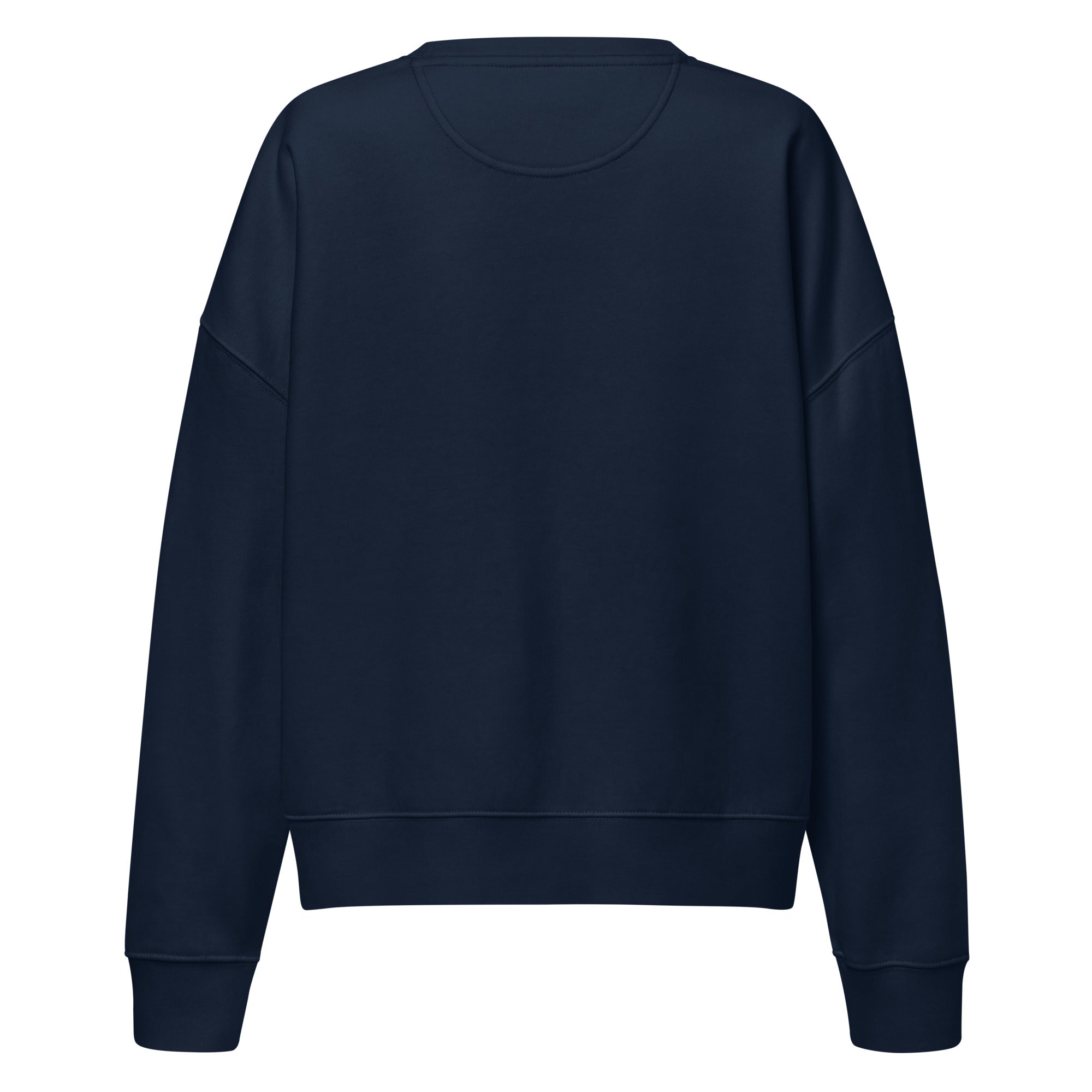 Women's Celeste Luxe Organic Crew Neck Sweatshirt french navy back view on a white background