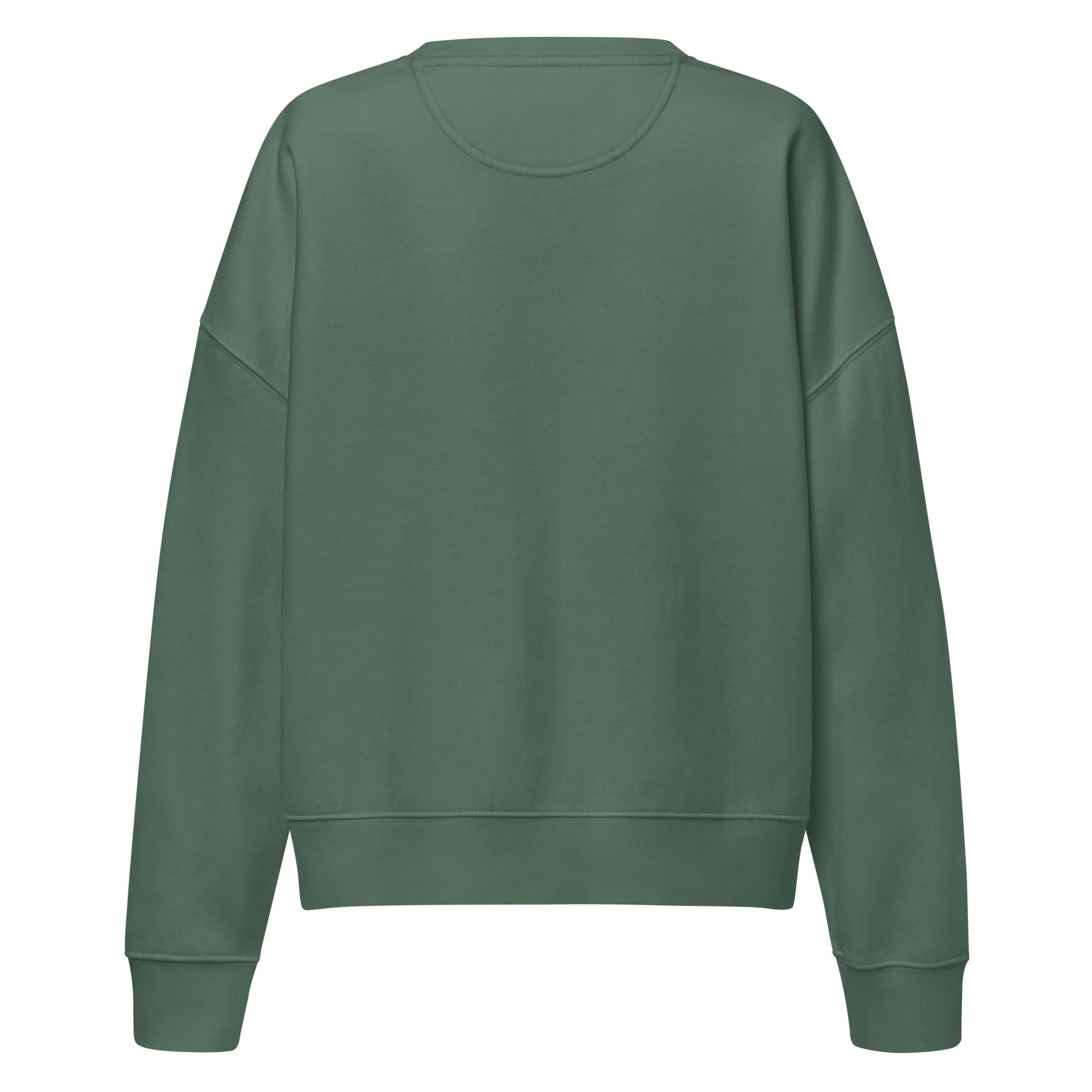 Women's Celeste Luxe Organic Crew Neck Sweatshirt green bay back view on a white background