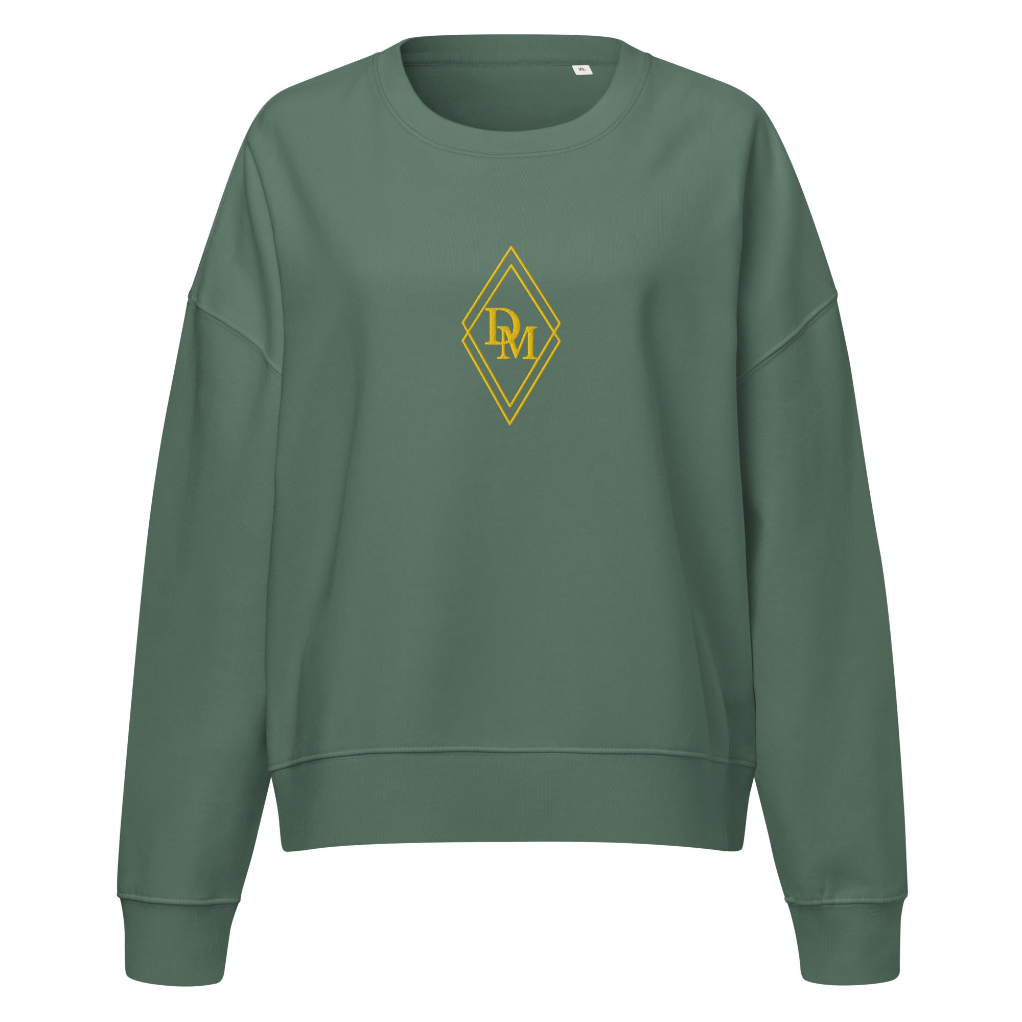 Women's Celeste Luxe Organic Crew Neck Sweatshirt green bay front view on a white background