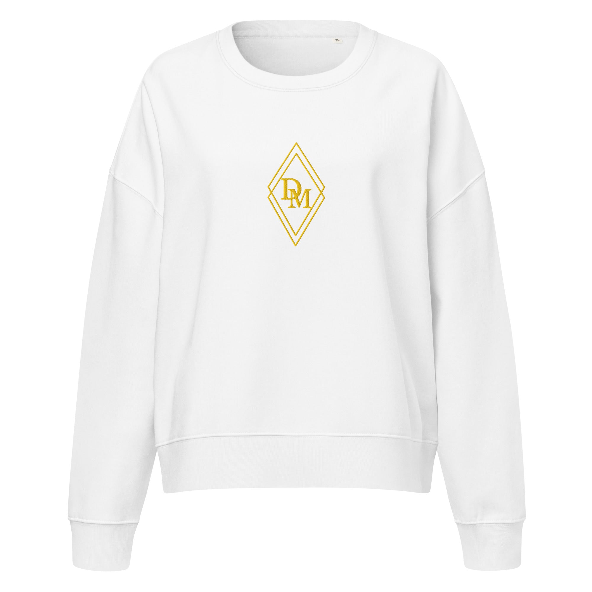 Women's Celeste Luxe Organic Crew Neck Sweatshirt white front view on a white background
