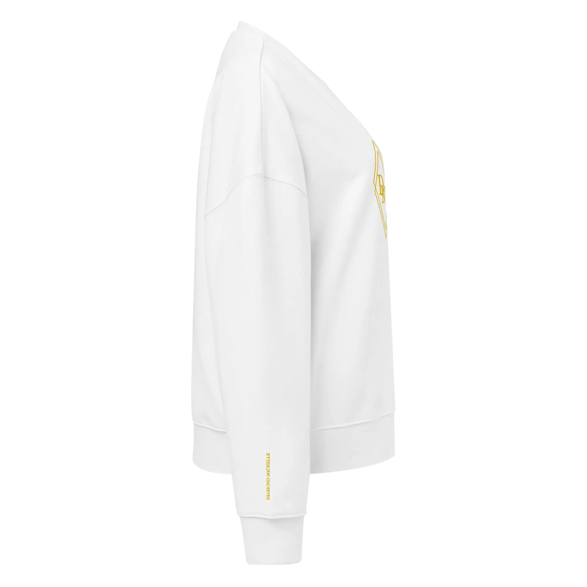Women's Celeste Luxe Organic Crew Neck Sweatshirt white right view on a white background