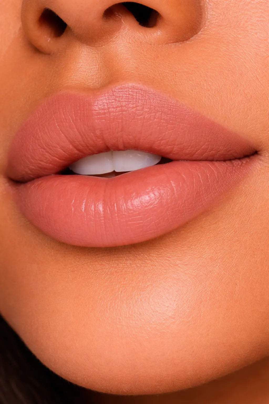 dm luxury matte lipstick Lowkey shade on lips